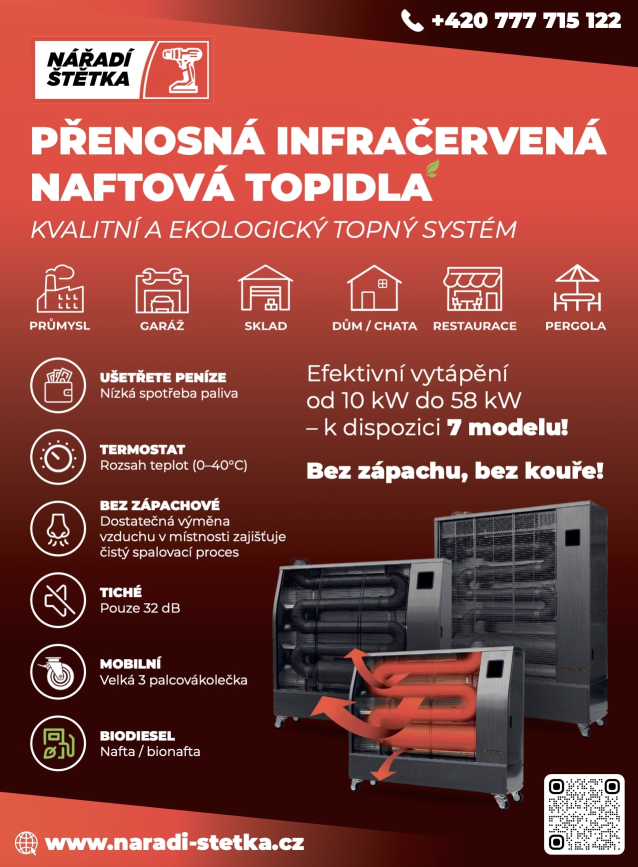 Přenosné infračervené naftové topidla