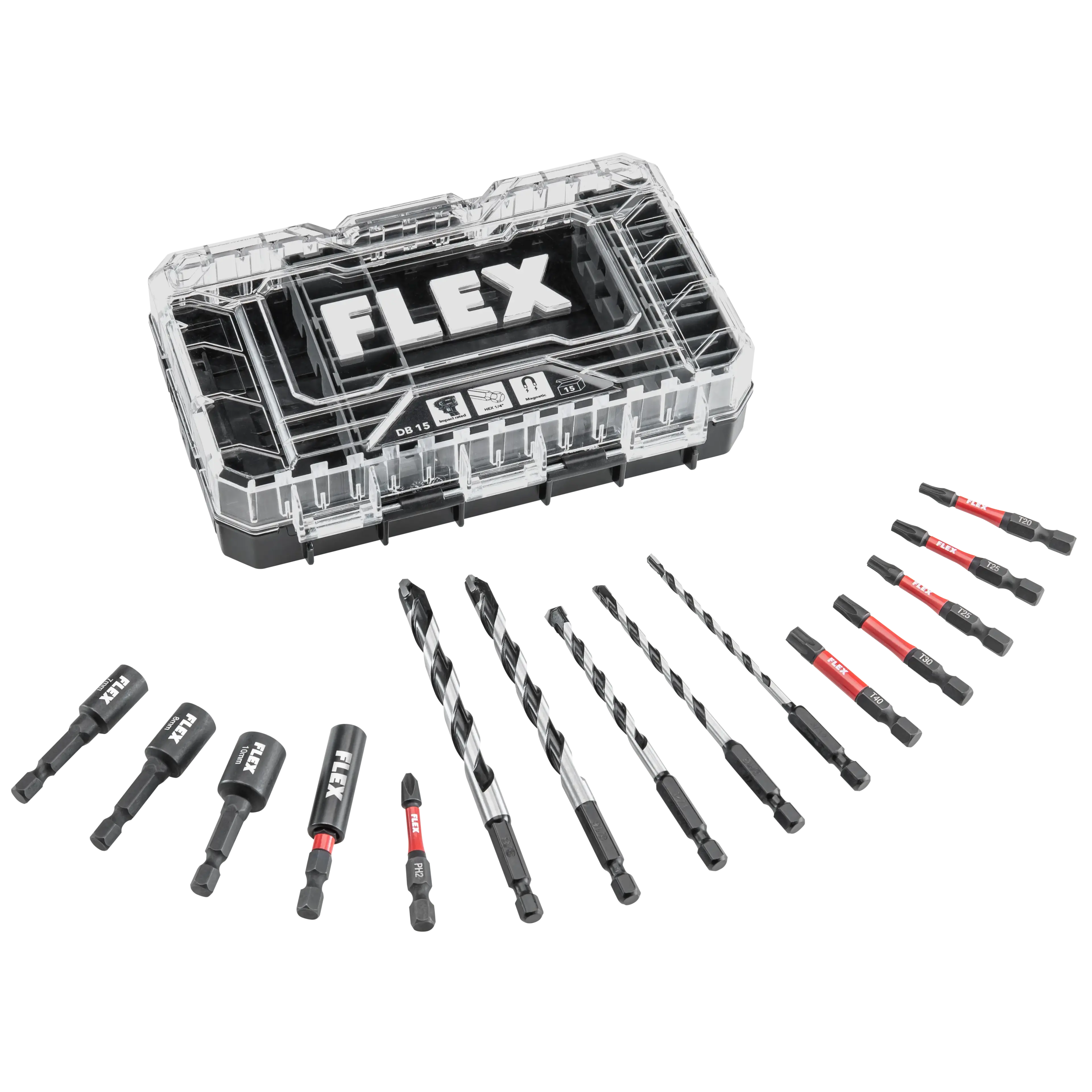 FLEX DB 15 Sada bitů a vrtáků