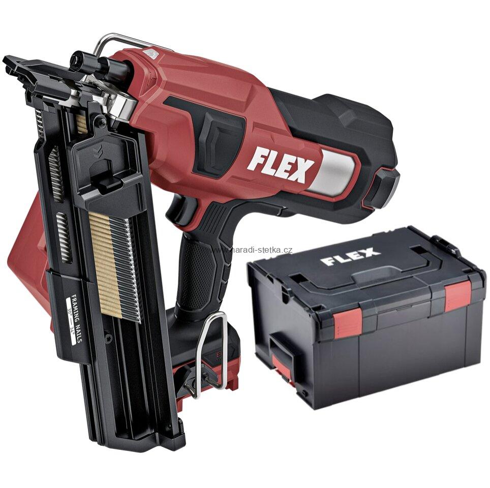 FLEX NF 50-90 18-EC – aku hřebíkovačka 18 V pro hřebíky 50–90 mm v kufru L-BOXX