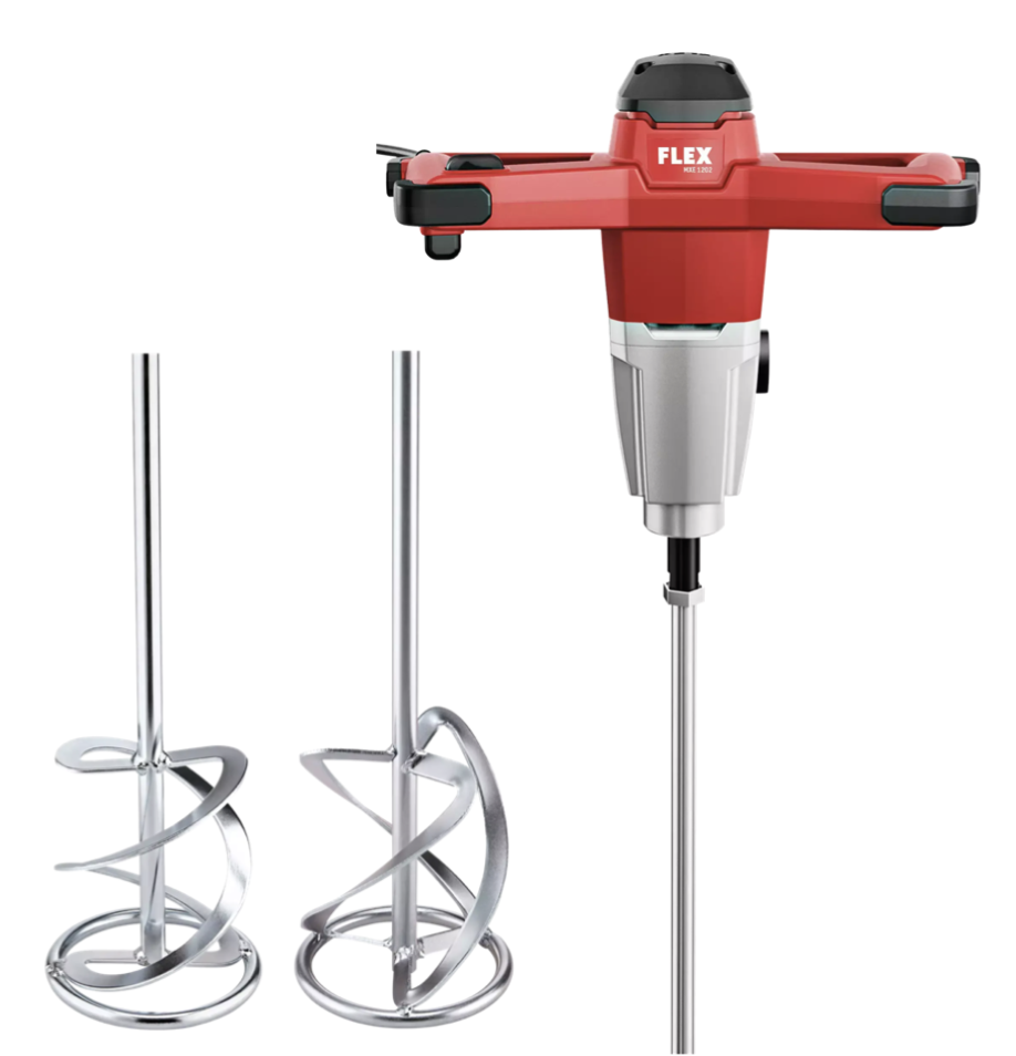 FLEX MXE 1202 WR2 140 + WR3R 140, 1200 Wattů 2-rychlostní míchadlo + 2x spirálové míchací metly 140 mm