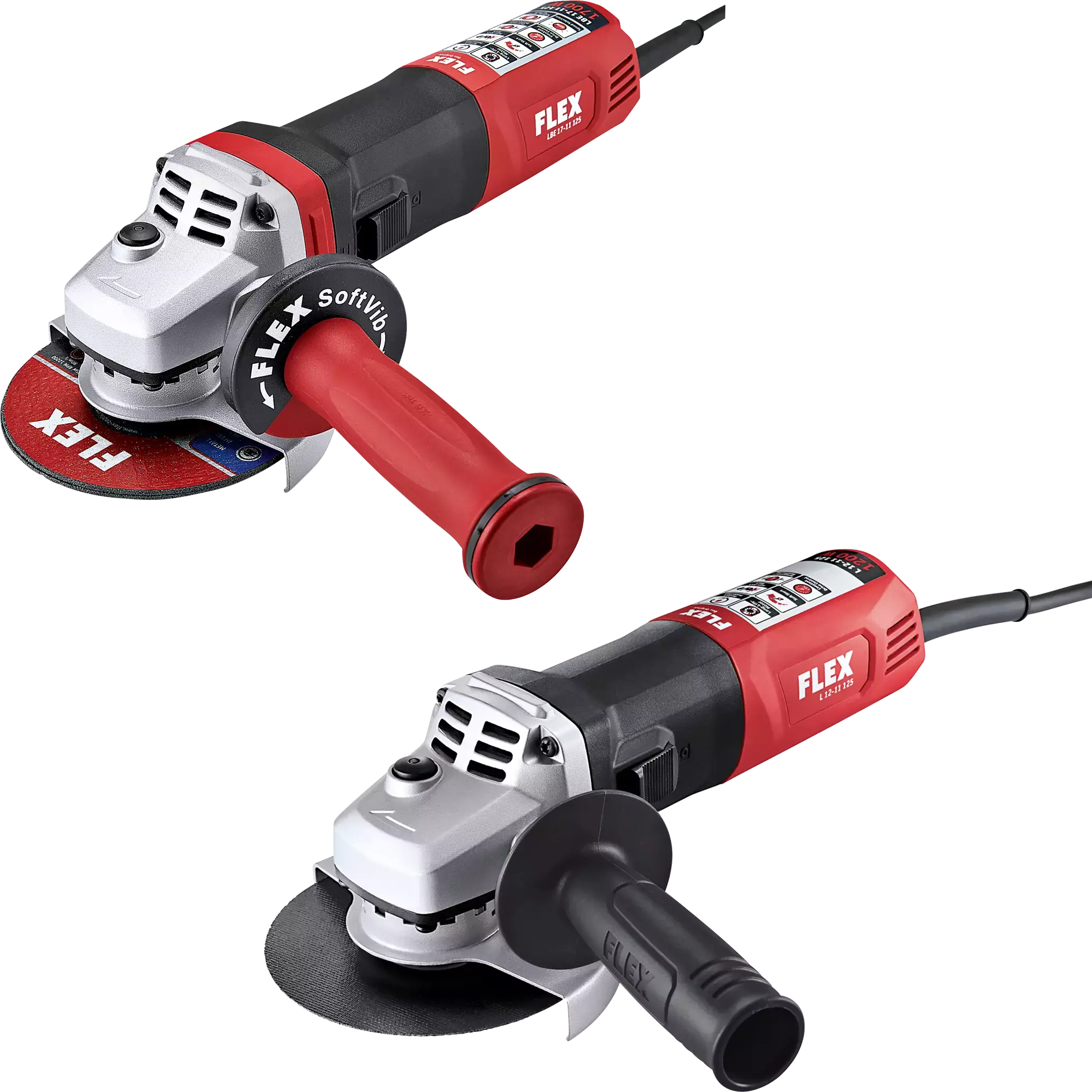 FLEX AKCE LBE 17-11 125 + L 12-11 125, Sada úhlových brusek 1700 W a 1200 W, 125 mm
