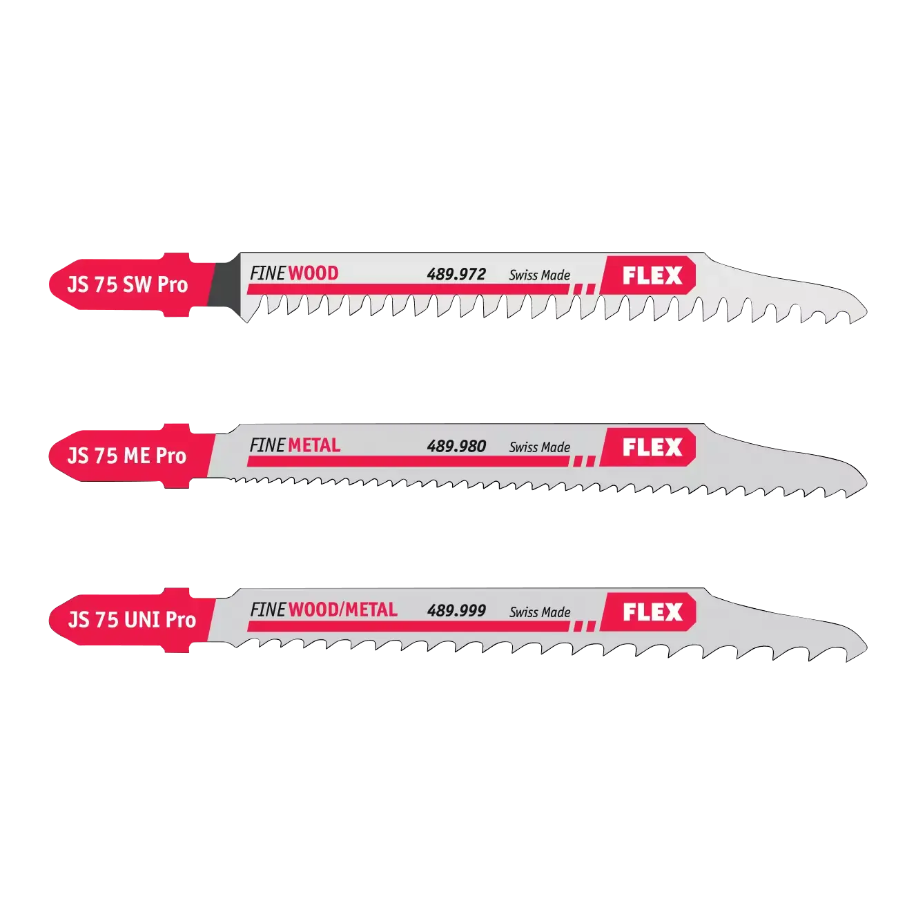 FLEX JS 75 Pro Set VE 3 Sada pilových plátků na dřevo, kov, demontáž
