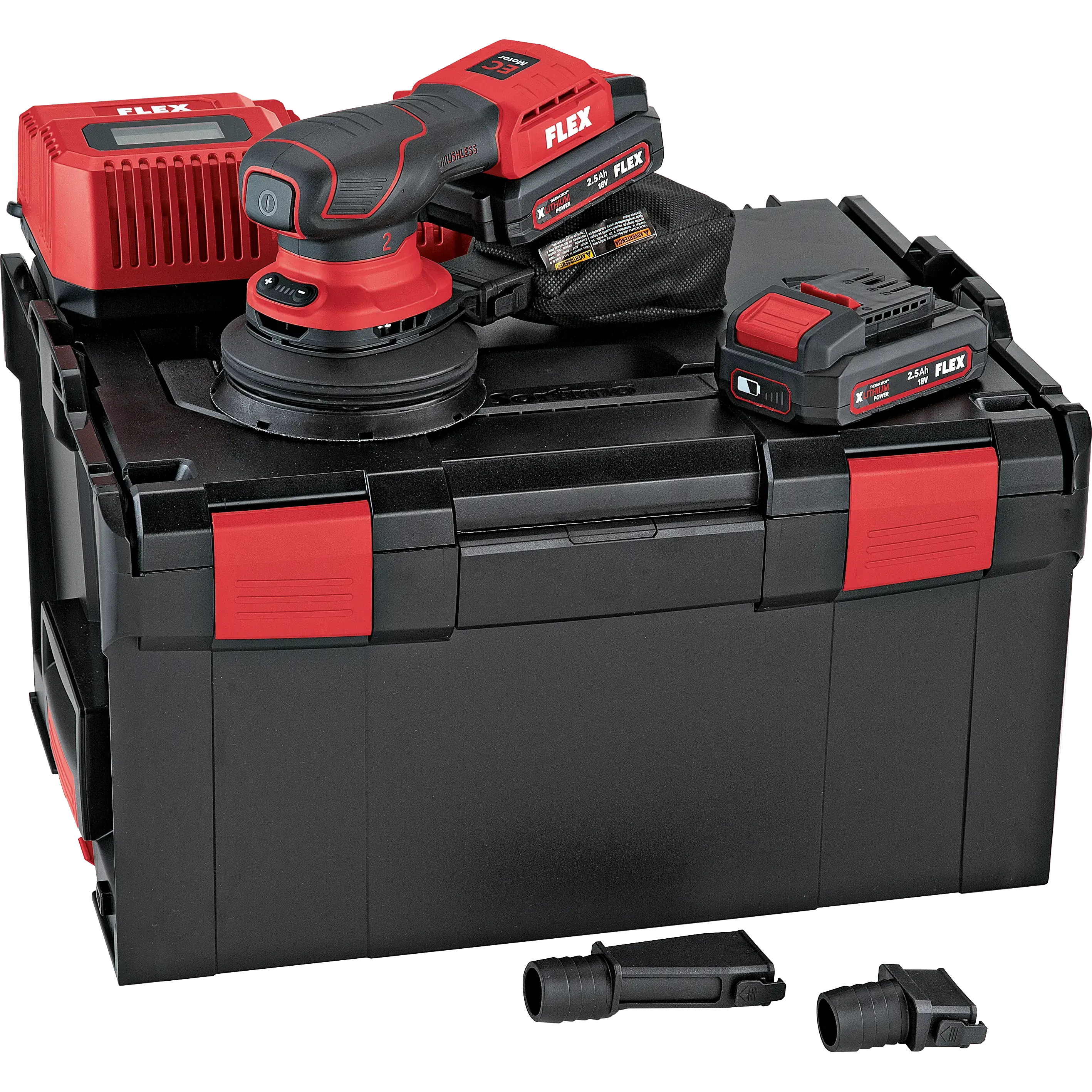 FLEX ORE 2-125 18-EC/2.5 Set, Aku excentrická bruska s regulací otáček bezuhlíková 18 V