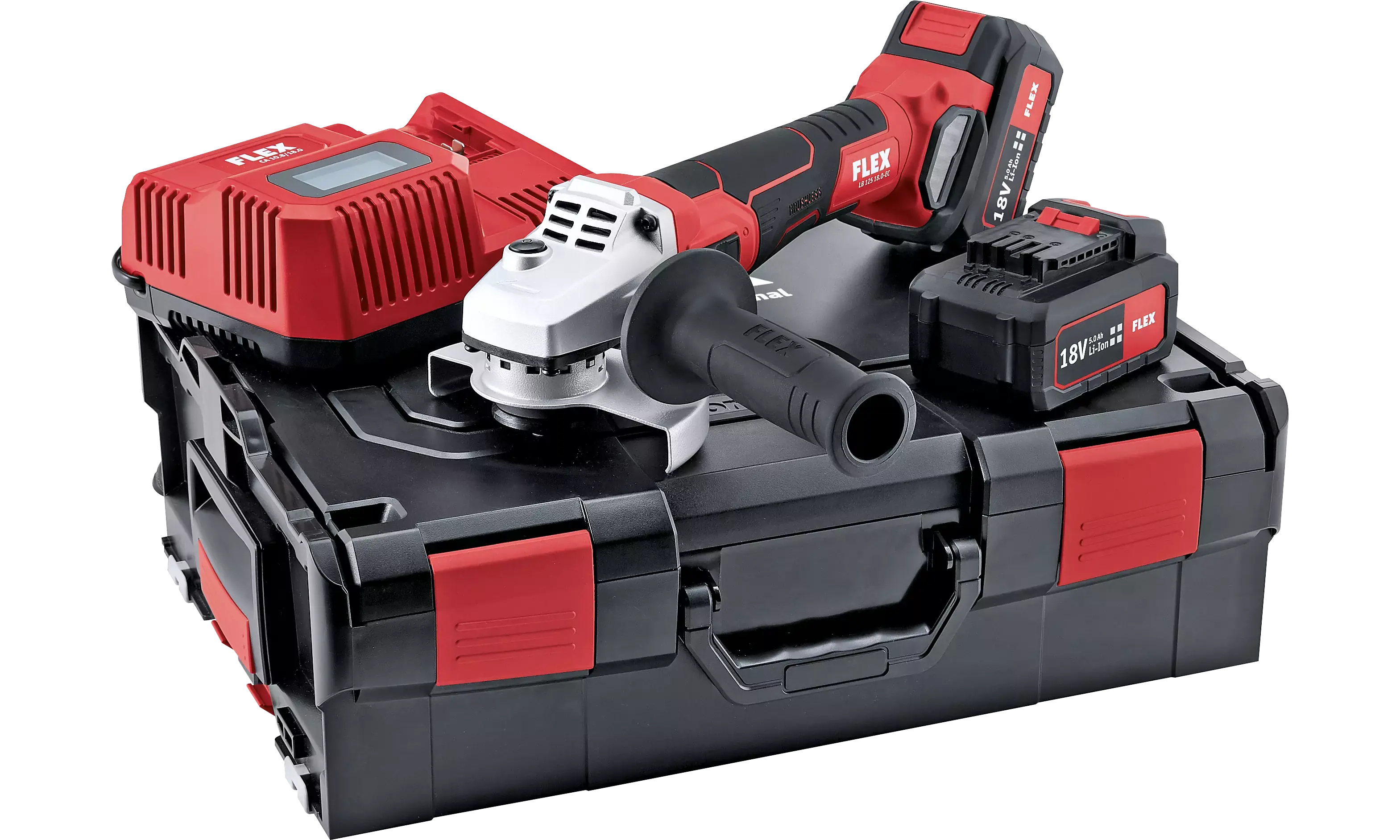 FLEX LB 125 18.0-EC/5.0 Set, Aku úhlová bruska s brzdou 18,0 V, 125 mm