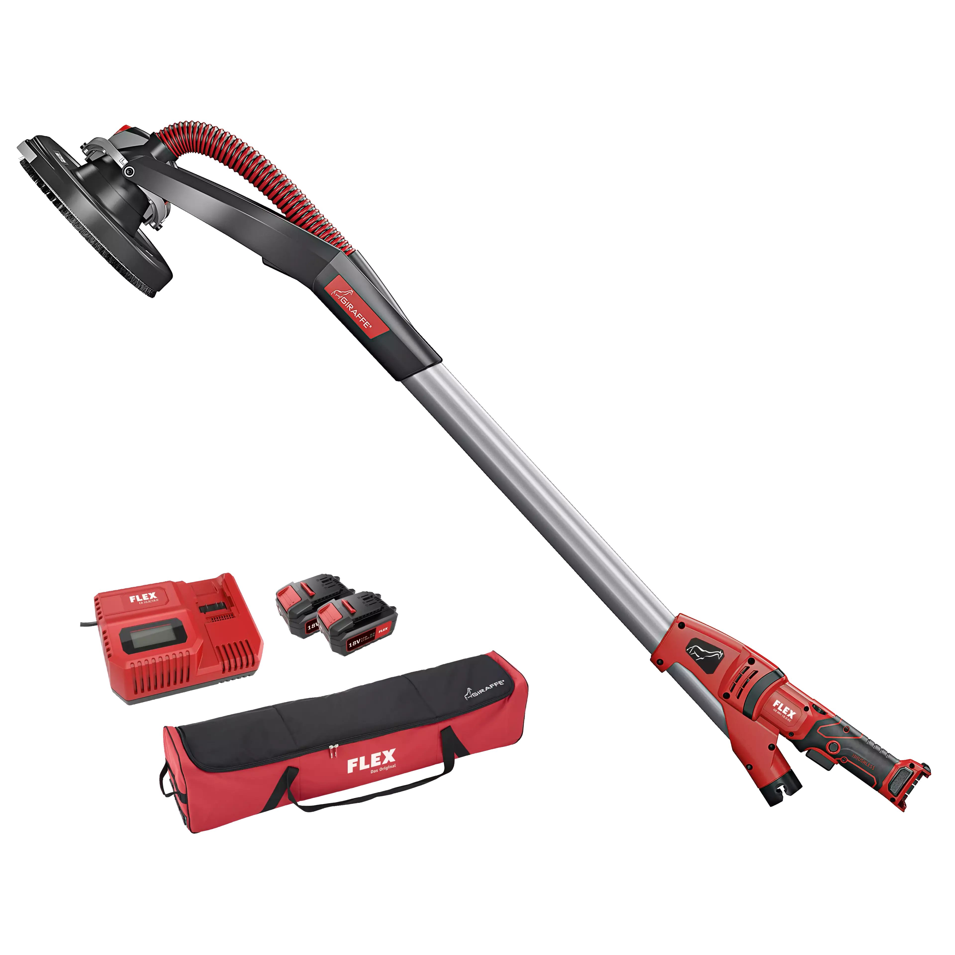 FLEX GE MH 18.0-EC/5.0 Set+MH-R, Aku-bruska na stěny a stropy Giraffe® se systémem výměnných brusných hlav 18,0 V