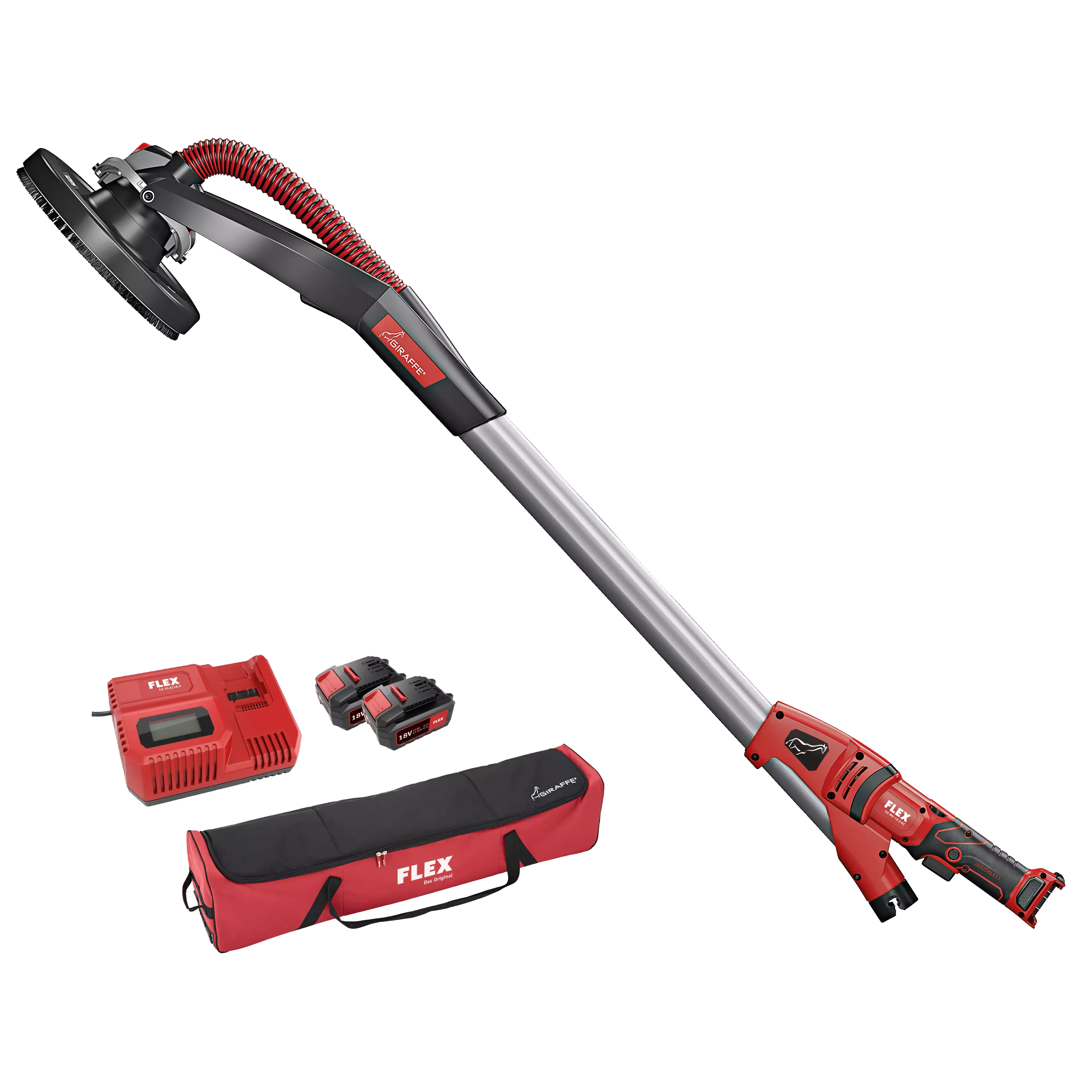 FLEX GE MH 18.0-EC/5.0 Set+MH-X, Aku-bruska na stěny a stropy Giraffe® se systémem výměnných brusných hlav 18,0 V