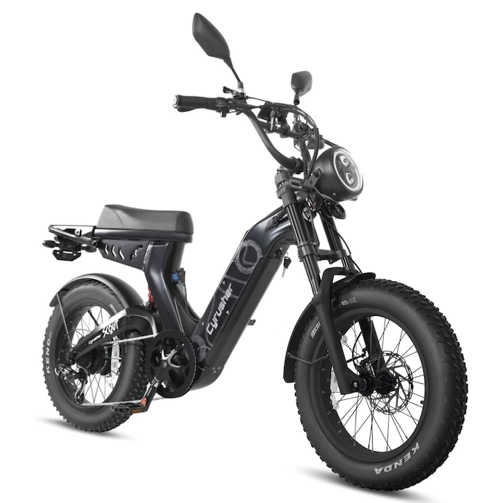 Cyrusher Scout celoodpružené elektrokolo Fatbike ve stylu mopedu do města i do terénu černé