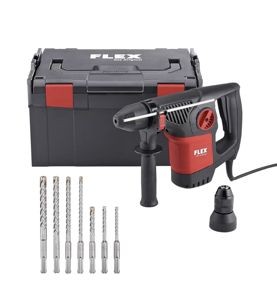 FLEX CHE 4-32 R SDS-plus, Kombinované vrtací a sekací kladivo 4 kg + Sada příklepových vrtáků SDS-plus se 4 břity Xtreme Plus