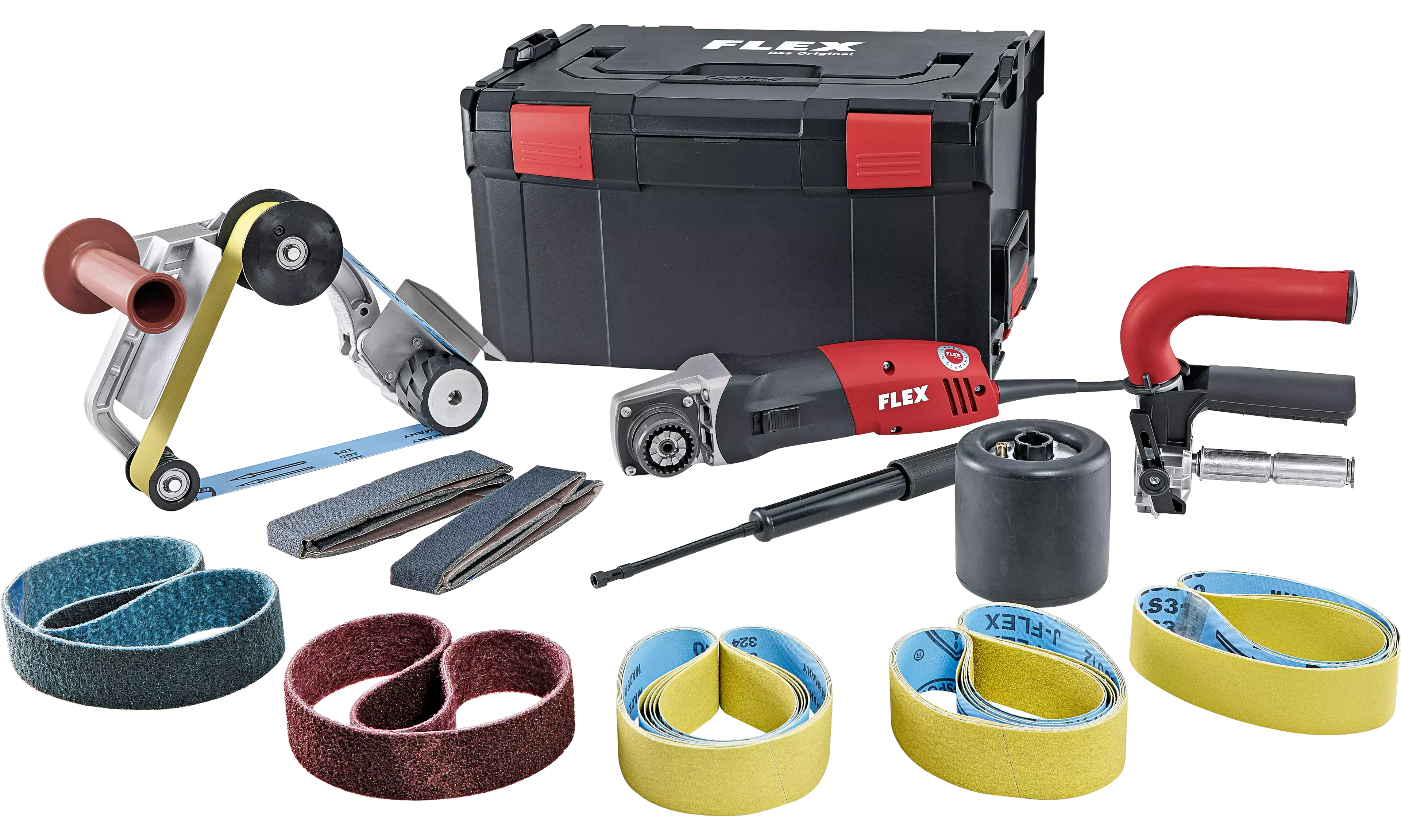 FLEX BSE 14-3 INOX Set, Satinýrka a bruska na pásové broušení trubek
