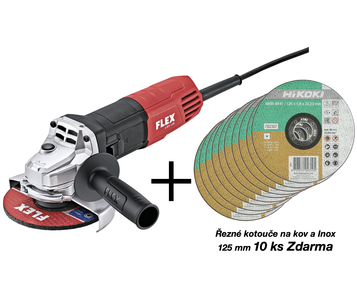 FLEX L 811 125 Úhlová bruska 800 W 125 mm + dárek řezné kotouče na kov a Inox 125 mm 10 ks Zdarma