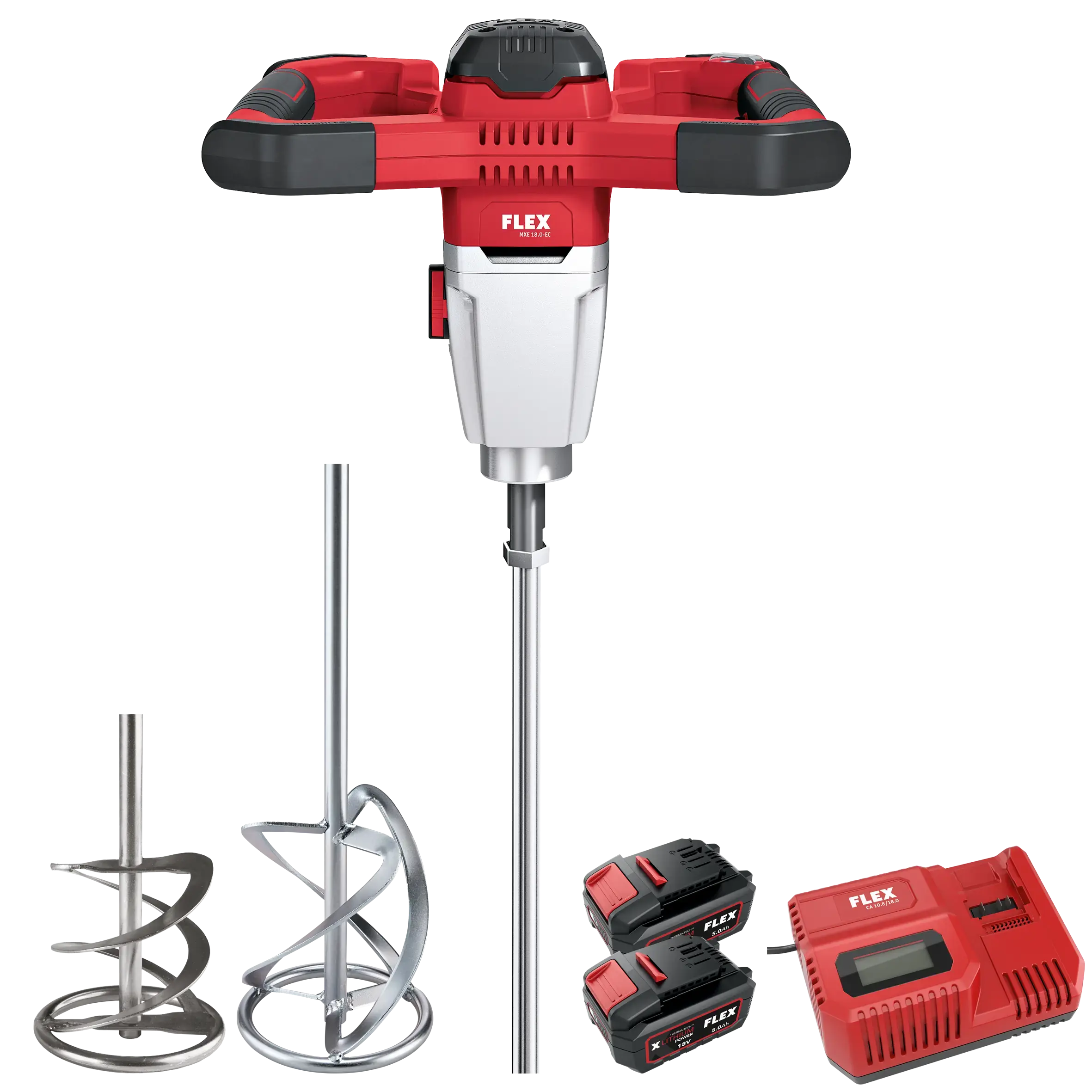 MXE 18.0-EC/5.0 Set + WR2 120 + WR3 120, Akumulátorové 2-rychlostní míchadlo 18,0 V s 3-stupňovým přepínačem otáček
