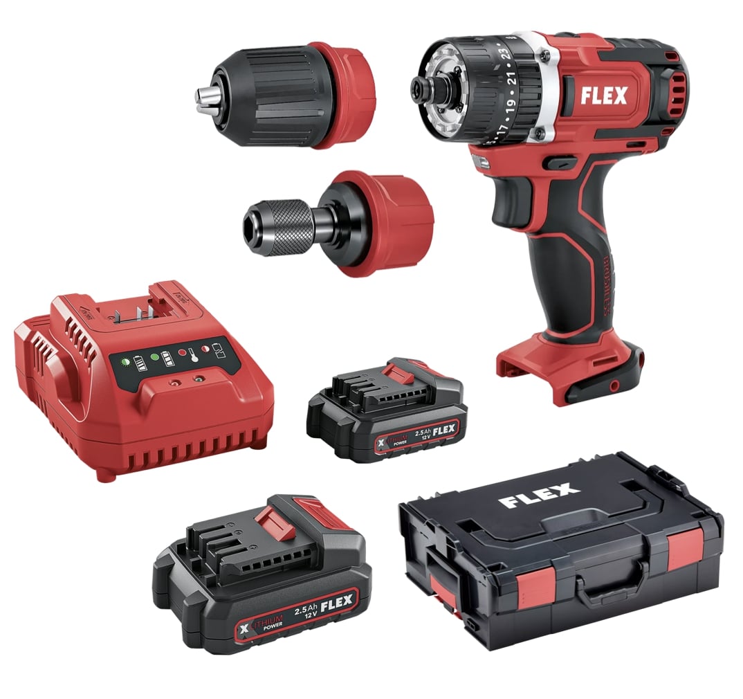 FLEX PD 2G 12-EC/2.5 Set, 2-rychlostní aku-šroubovák s příklepem 58Nm, 12 V