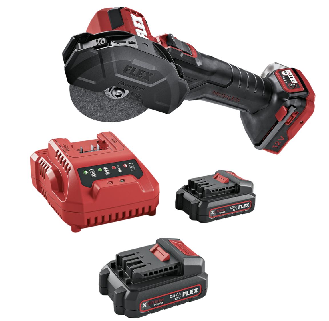 FLEX LBE 76 12-EC C/2.5 Set, Aku úhlová minibruska 76 mm, 12 V