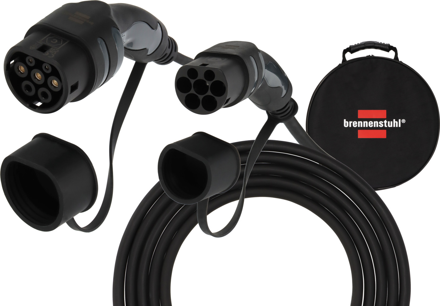 Brennenstuhl nabíjecí kabel EV typ 2, 22kW (nabíjecí kabel e-mobilita typ 2, 5m, IP55, 3fázový, nabíjecí kabel s brašnou pro elektrická a hybridní vozidla)