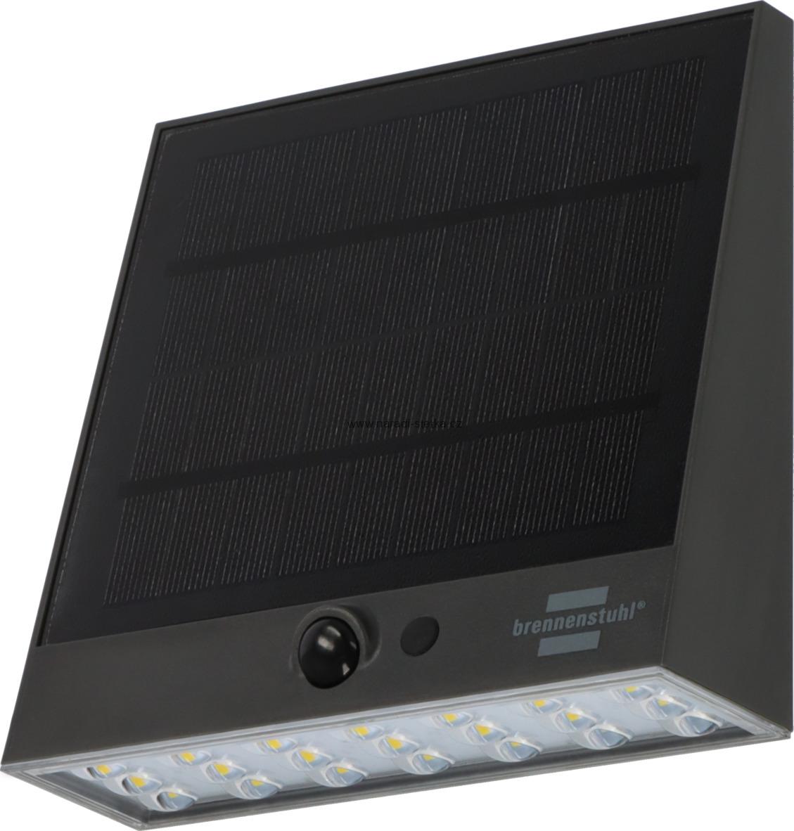 Brennenstuhl solární LED reflektor SOL 1000 Plana / LED nástěnné světlo pro venkovní použití s detektorem pohybu a soumrakovým senzorem IP54, 1000 lm, 4 režimy svícení