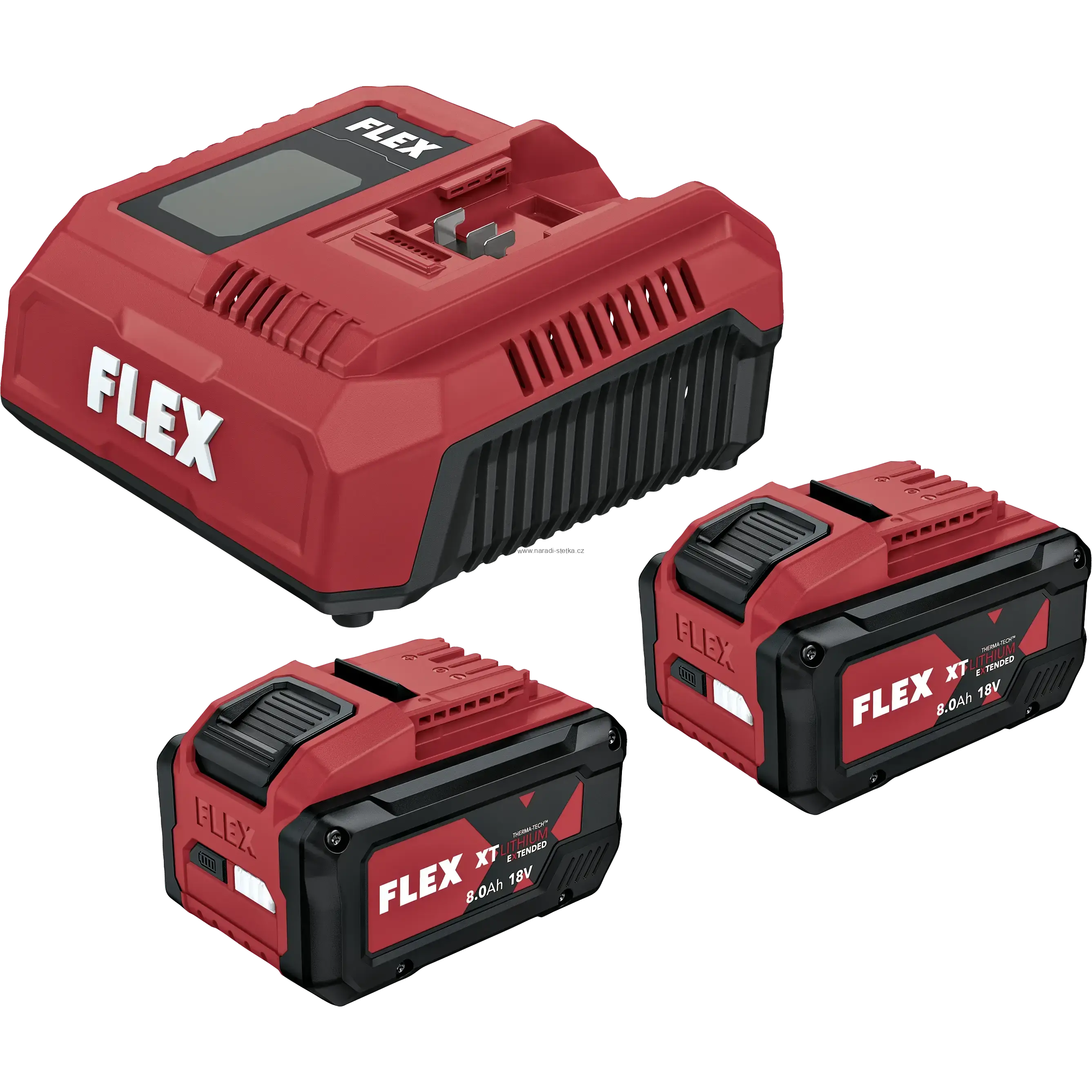 FLEX P-Set 18-88 XT CA2 – sada 2× akumulátor 18 V 8,0 Ah XT a rychlonabíječka CA2 12/18 V