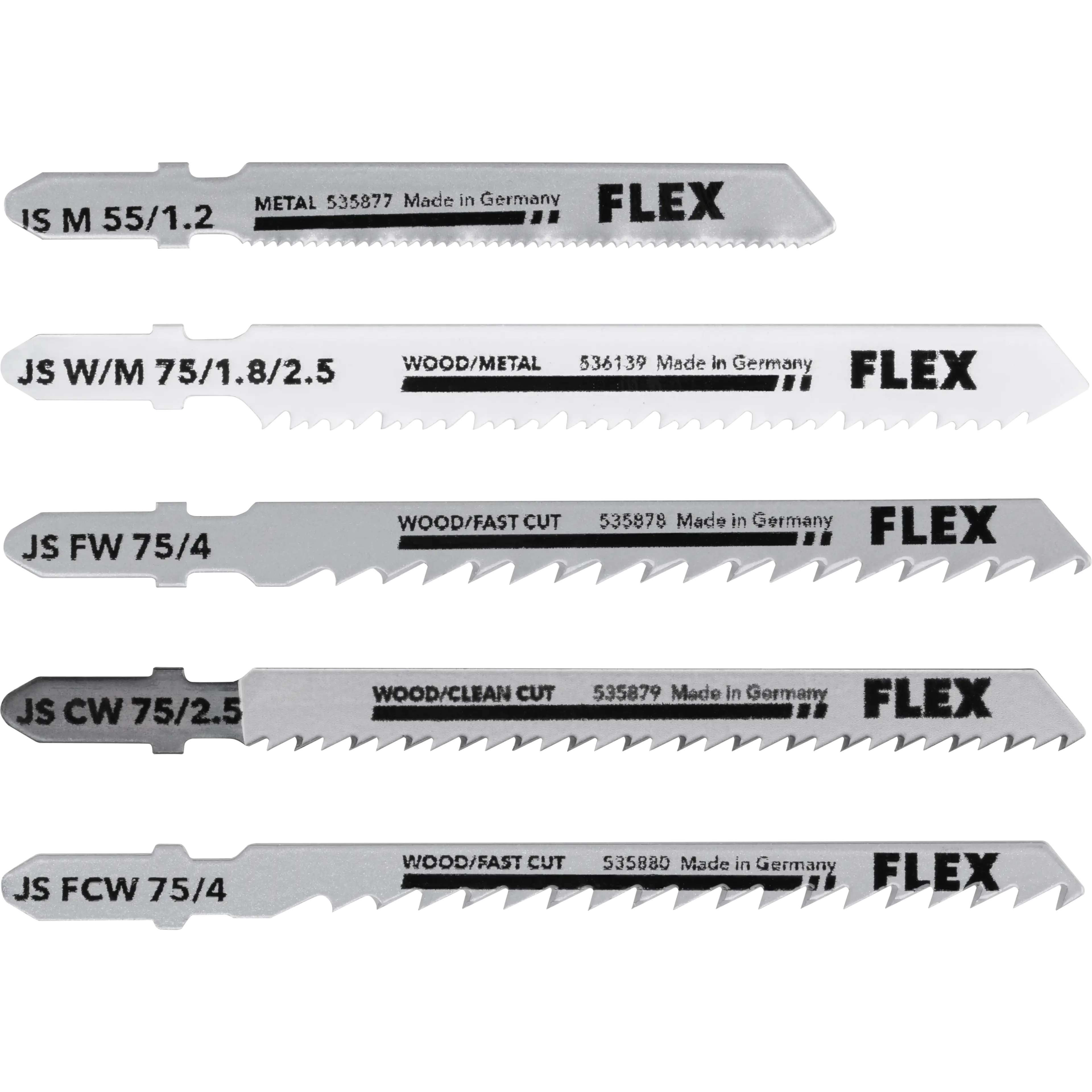 FLEX JS W/M 55-75 Set VE5 Xtreme Plus – sada 5 pilových plátků do přímočaré pily