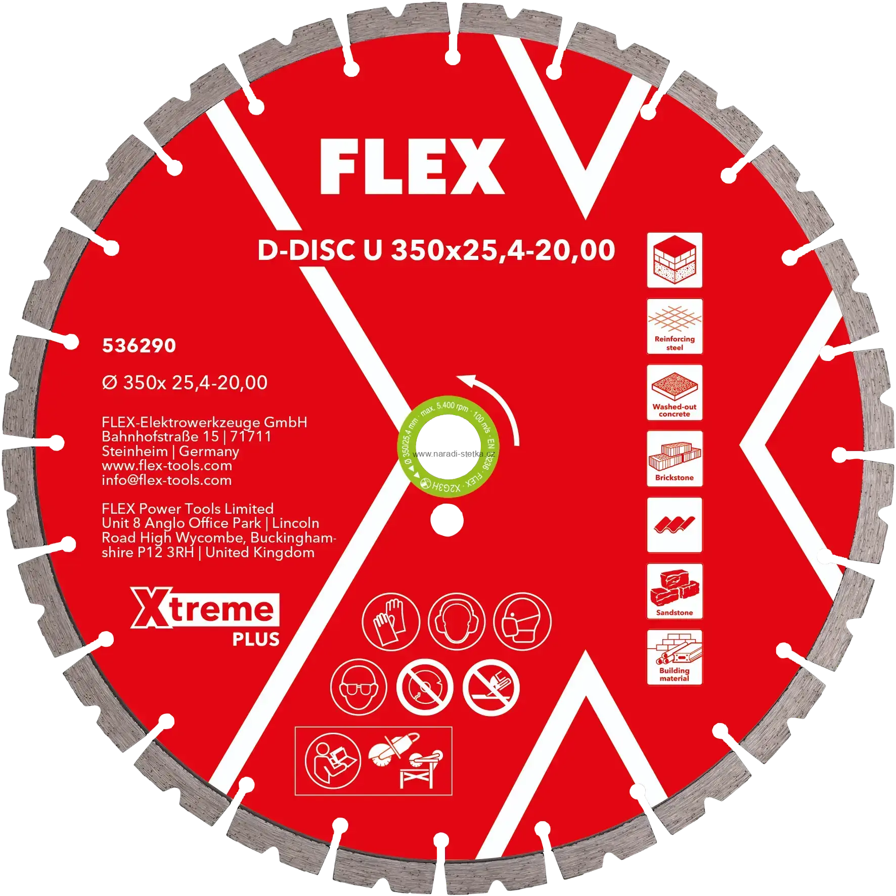 FLEX Universal Xtreme Plus 350 mm – diamantový řezací kotouč na beton a stavební materiály
