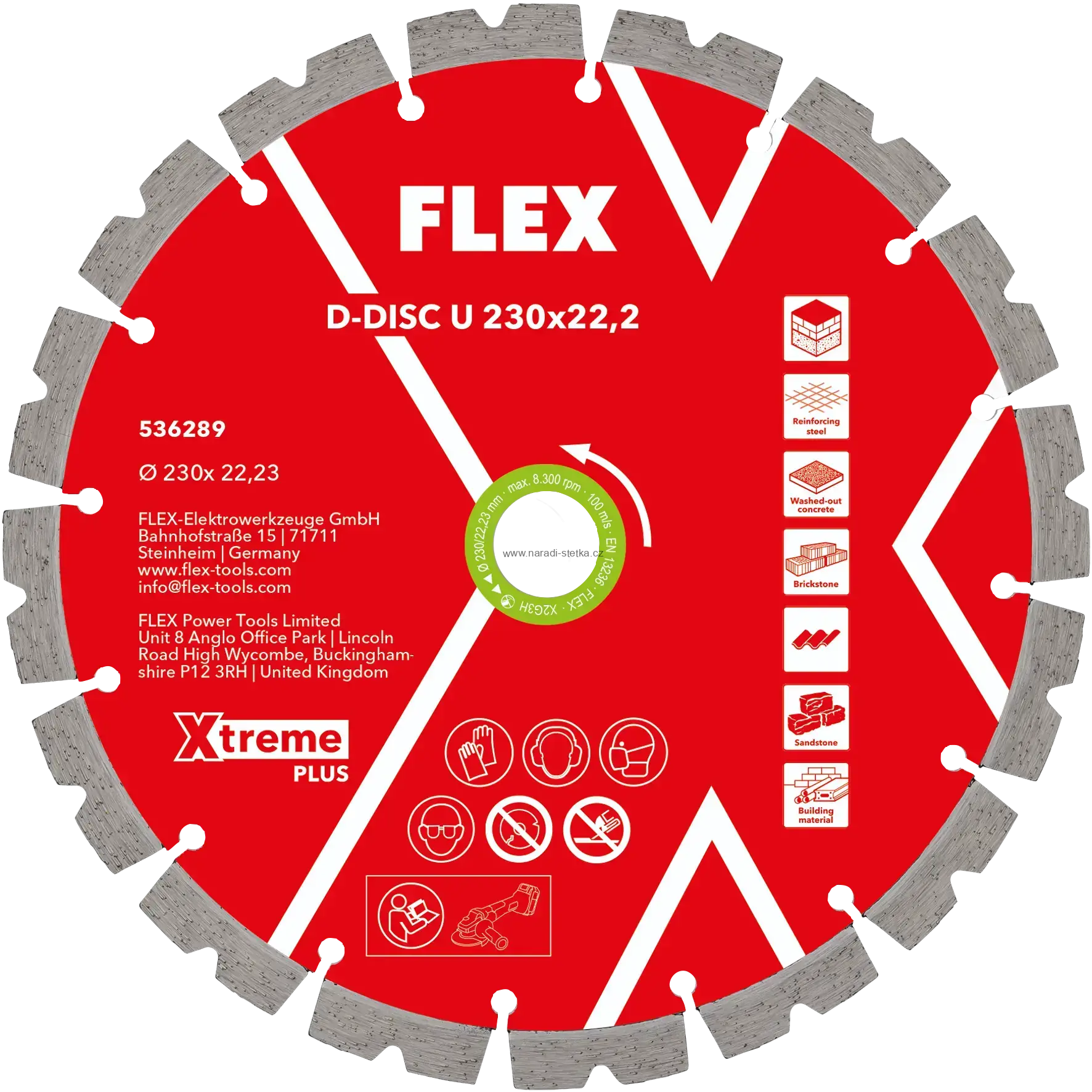 FLEX Universal Xtreme Plus 230 mm – diamantový řezací kotouč na beton a stavební materiály