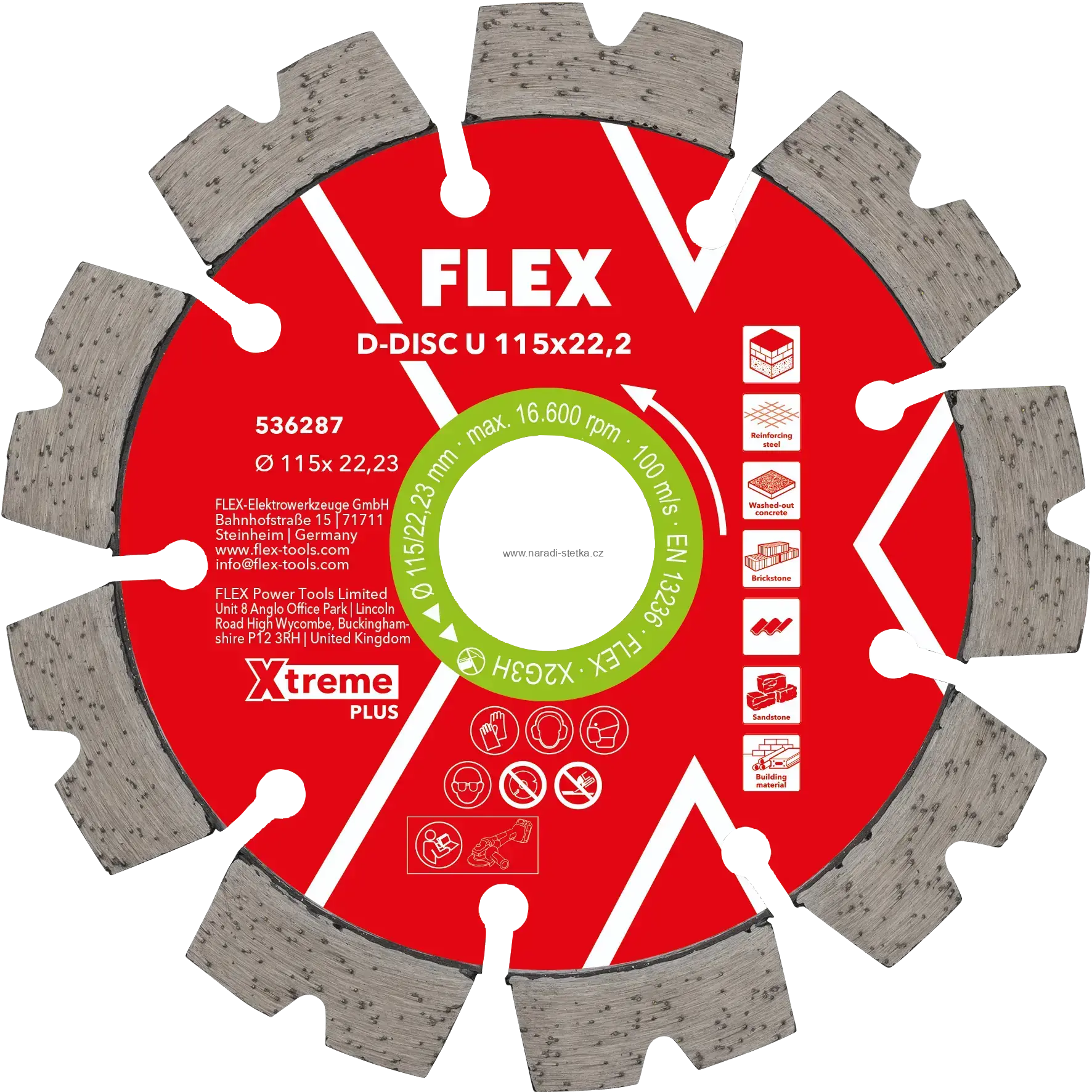 FLEX Universal Xtreme Plus 115 mm – diamantový řezací kotouč na beton a stavební materiály