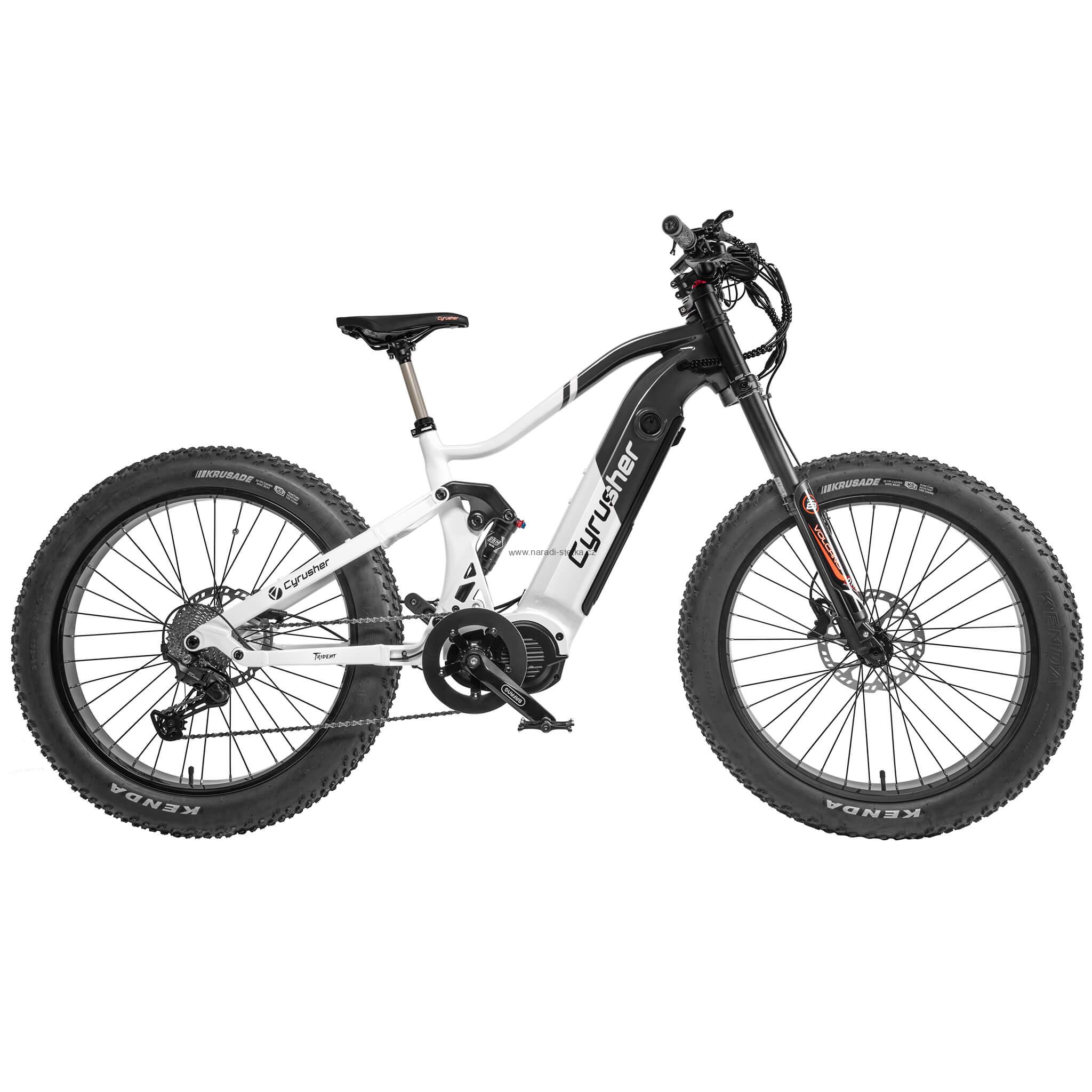 Cyrusher Trident celoodpružené horské elektrokolo Fatbike se středním pohonem černé