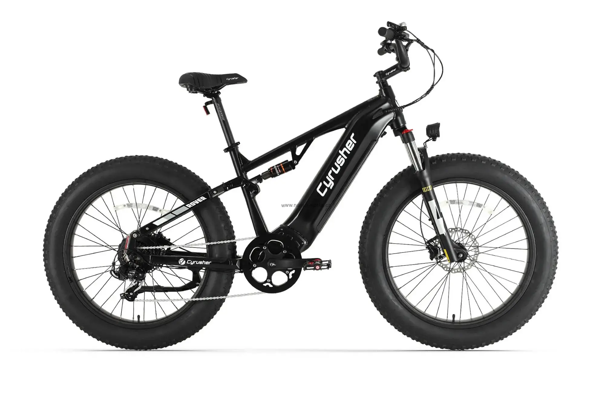Cyrusher Rover celoodpružené elektrokolo Fatbike černé