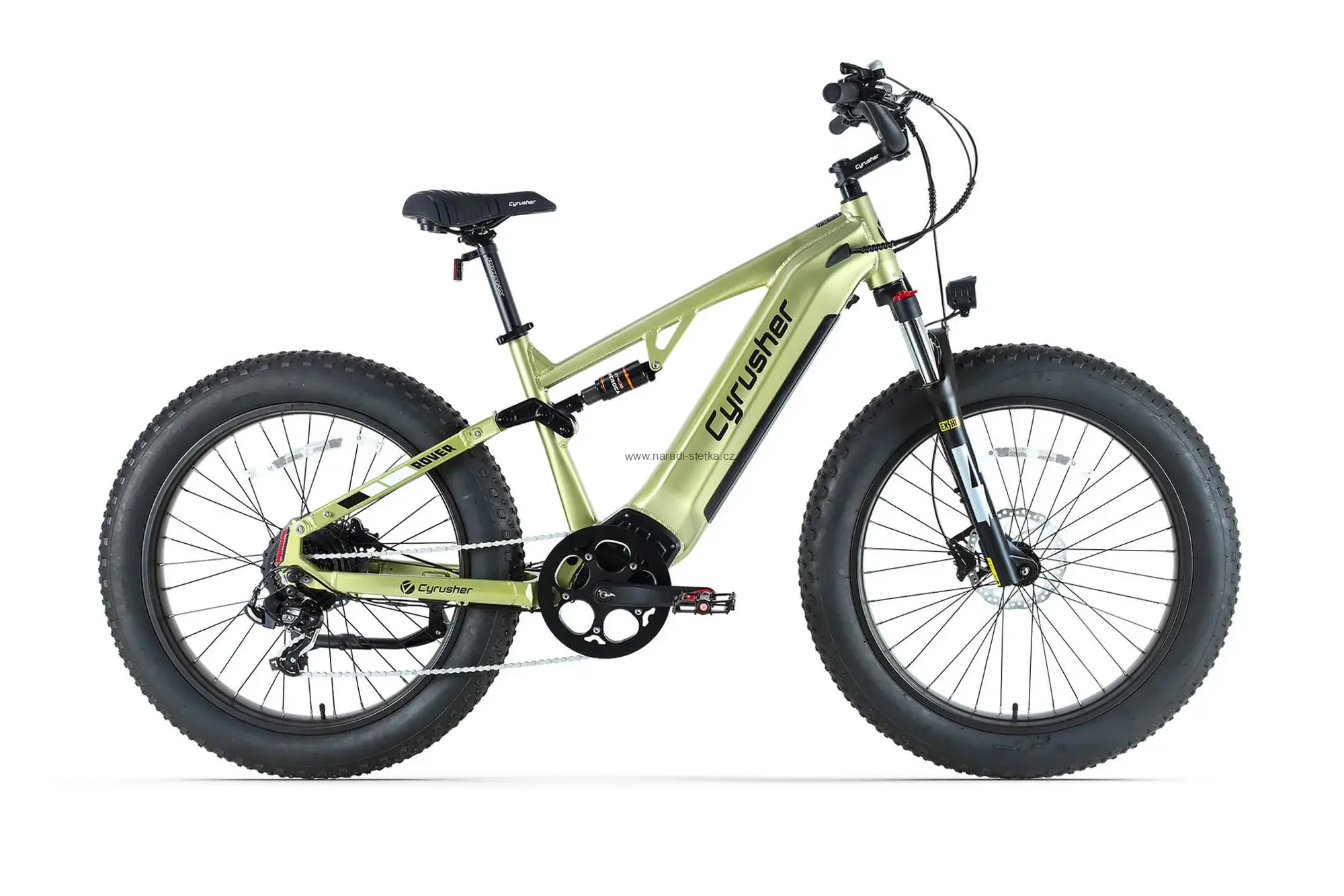 Cyrusher Rover celoodpružené elektrokolo Fatbike zelené