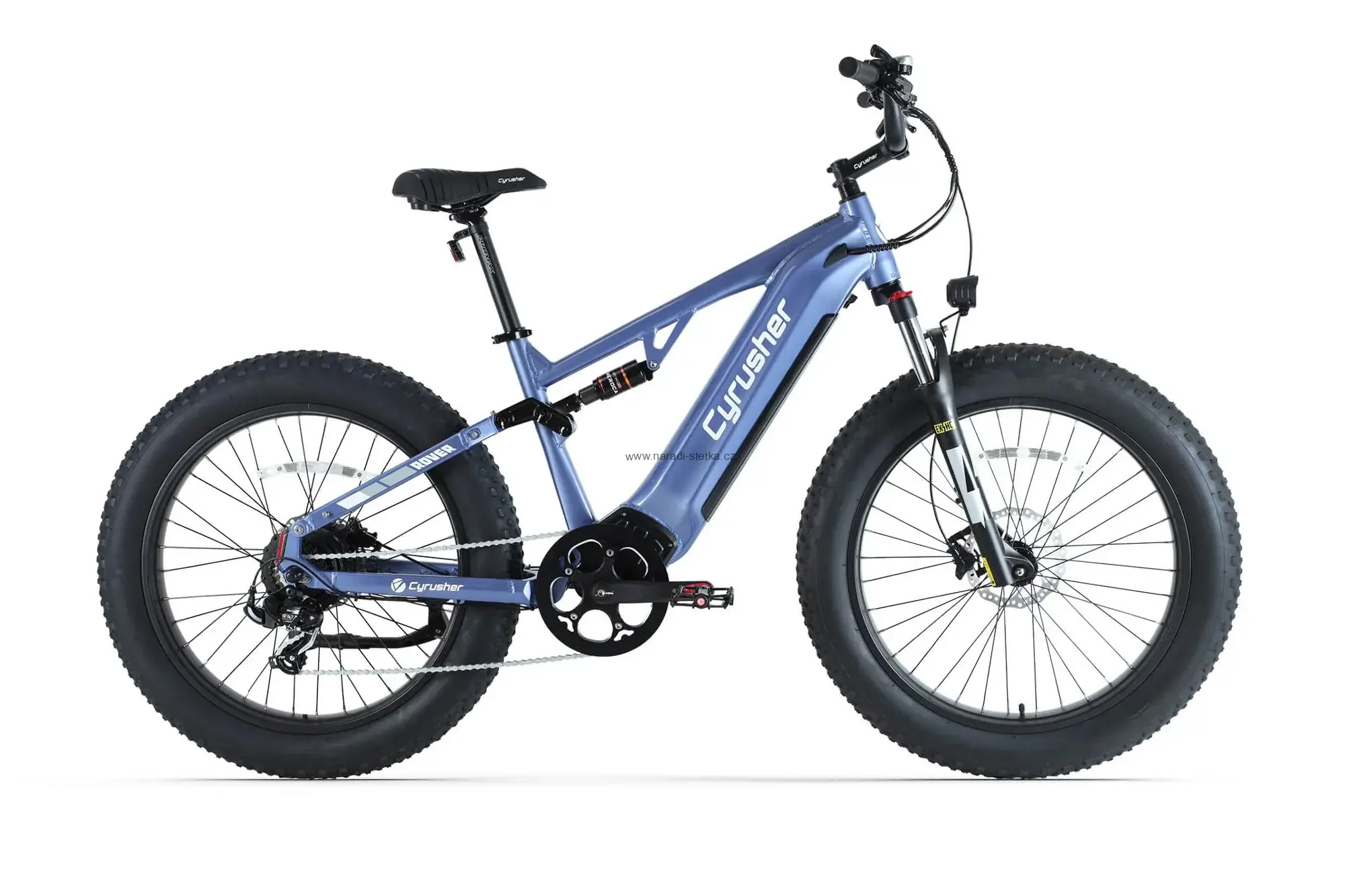 Cyrusher Rover celoodpružené elektrokolo Fatbike modré