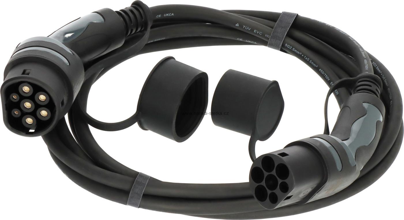 Brennenstuhl nabíjecí kabel EV typ 2, 11kW (nabíjecí kabel e-mobilita typ 2, 5m, IP55, 3fázový, nabíjecí kabel režim 3 s brašnou pro elektrická a hybridní vozidla)