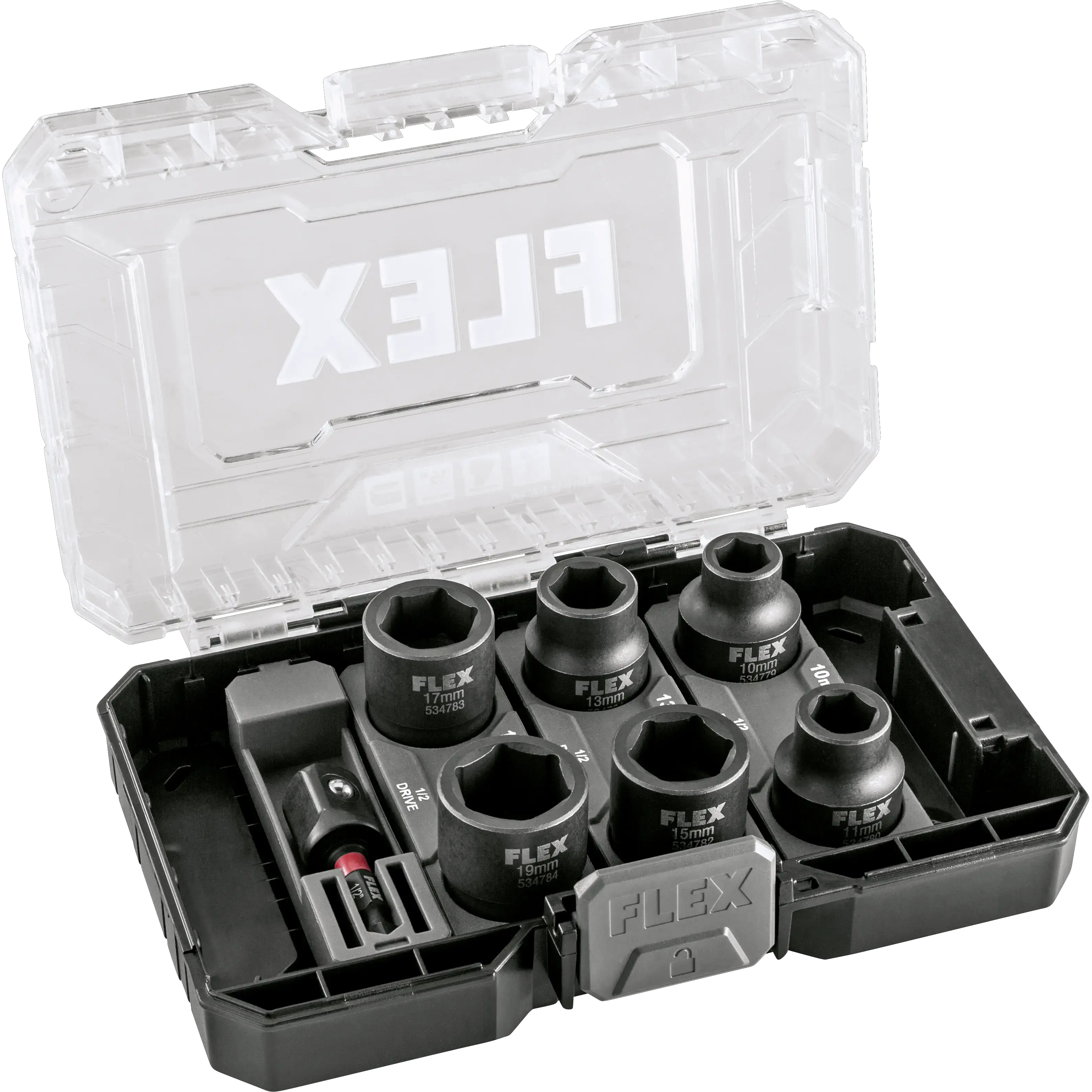 FLEX IPS D10–19 1/2" Set – Sada rázových hlavic 1/2" krátké