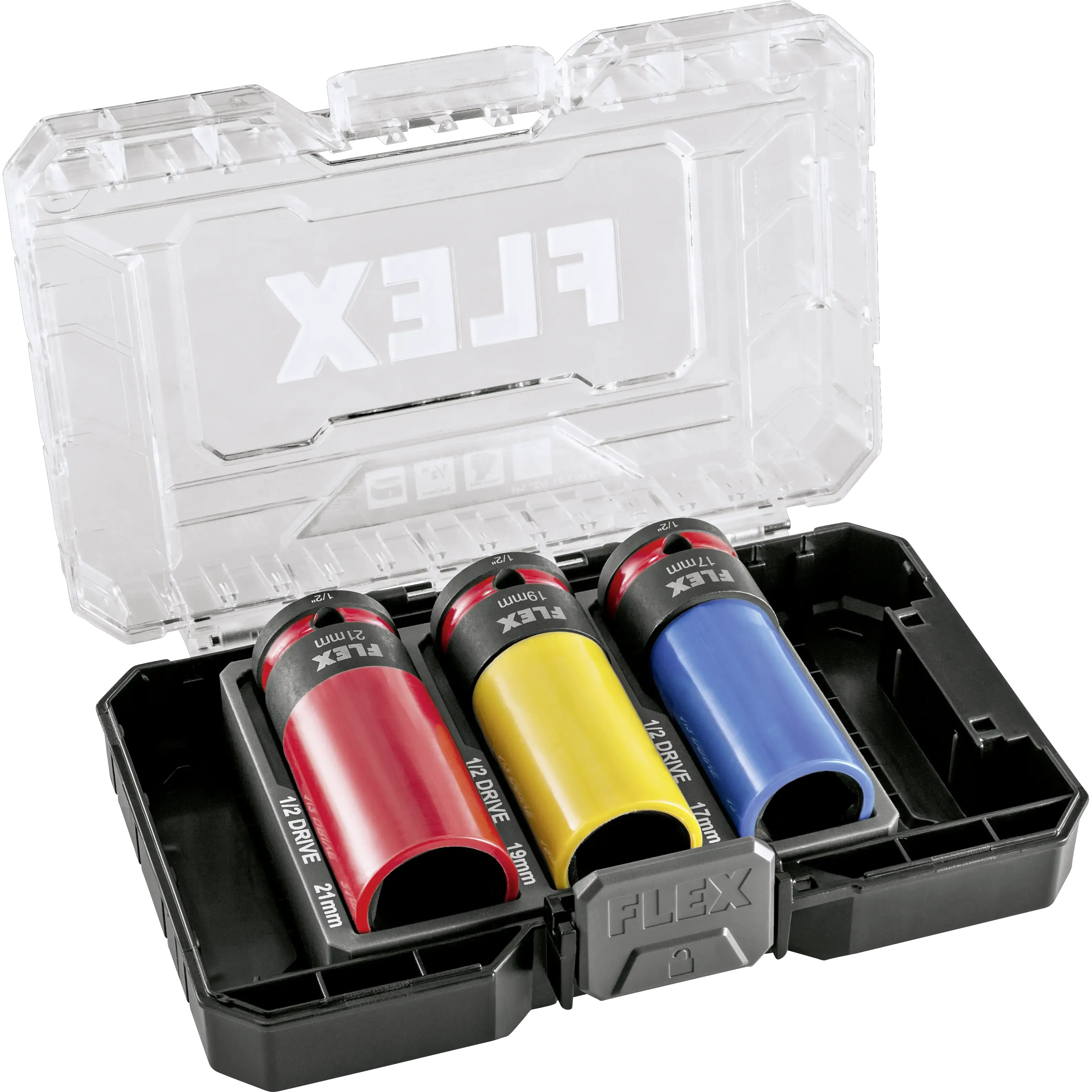 FLEX IPS D17–21 1/2" Set – Sada rázových hlavic pro automobily 17, 19, 21 mm