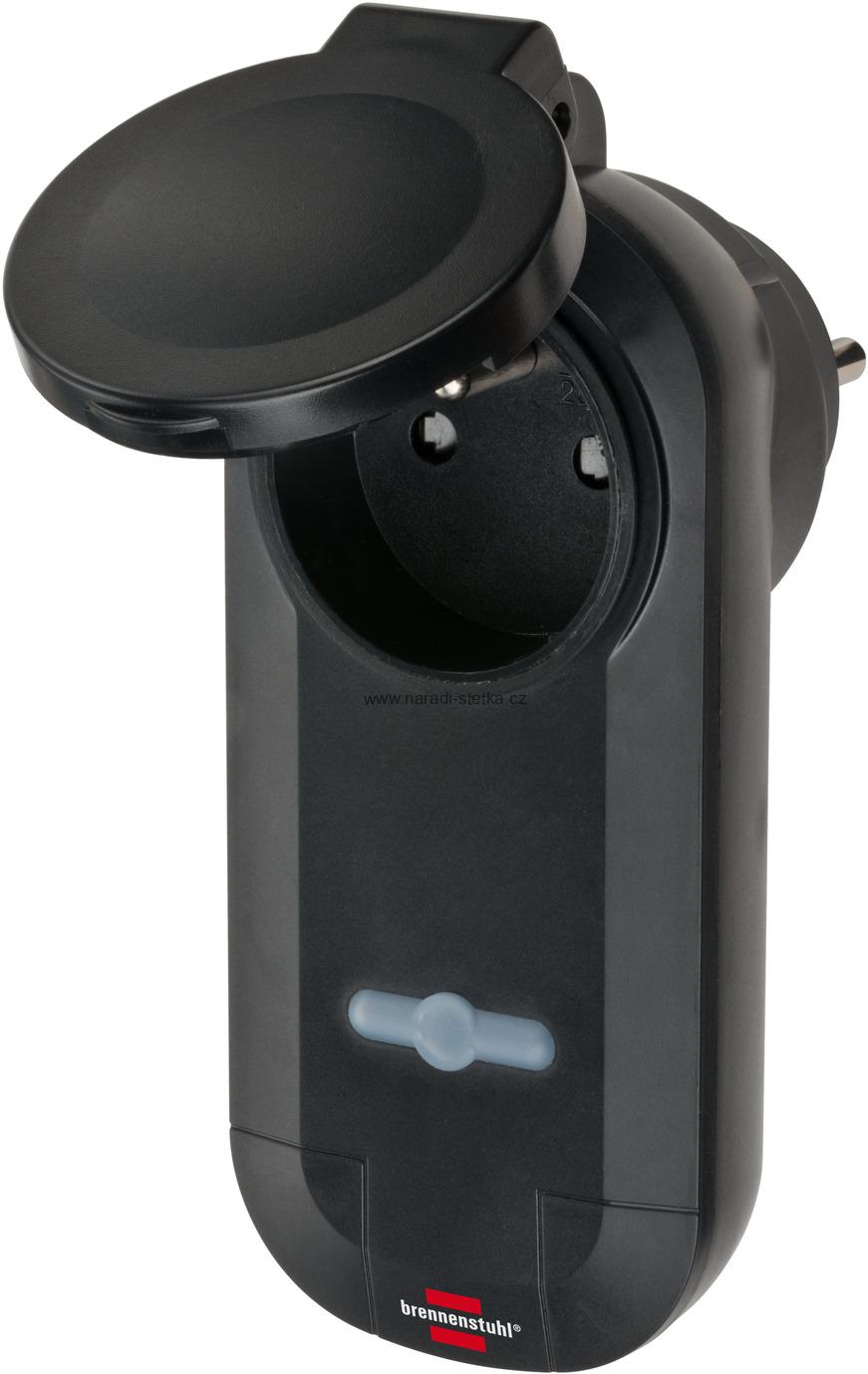 Brennenstuhl sada zásuvek s dálkovým ovladačem, 2 venkovní zásuvky s uzávěrem IP44 černé