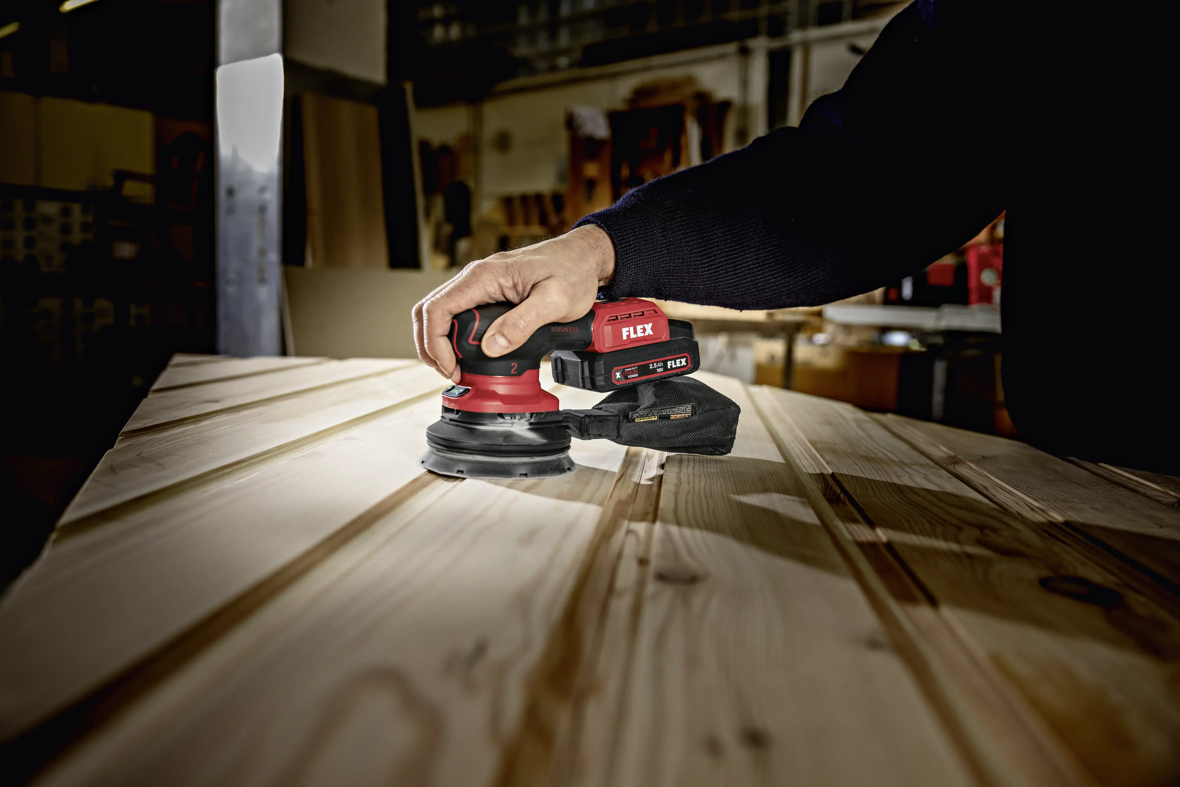 FLEX ORE 2-125 18-EC/2.5 Set, Aku excentrická bruska s regulací otáček bezuhlíková 18 V + Akce brusivo 100ks