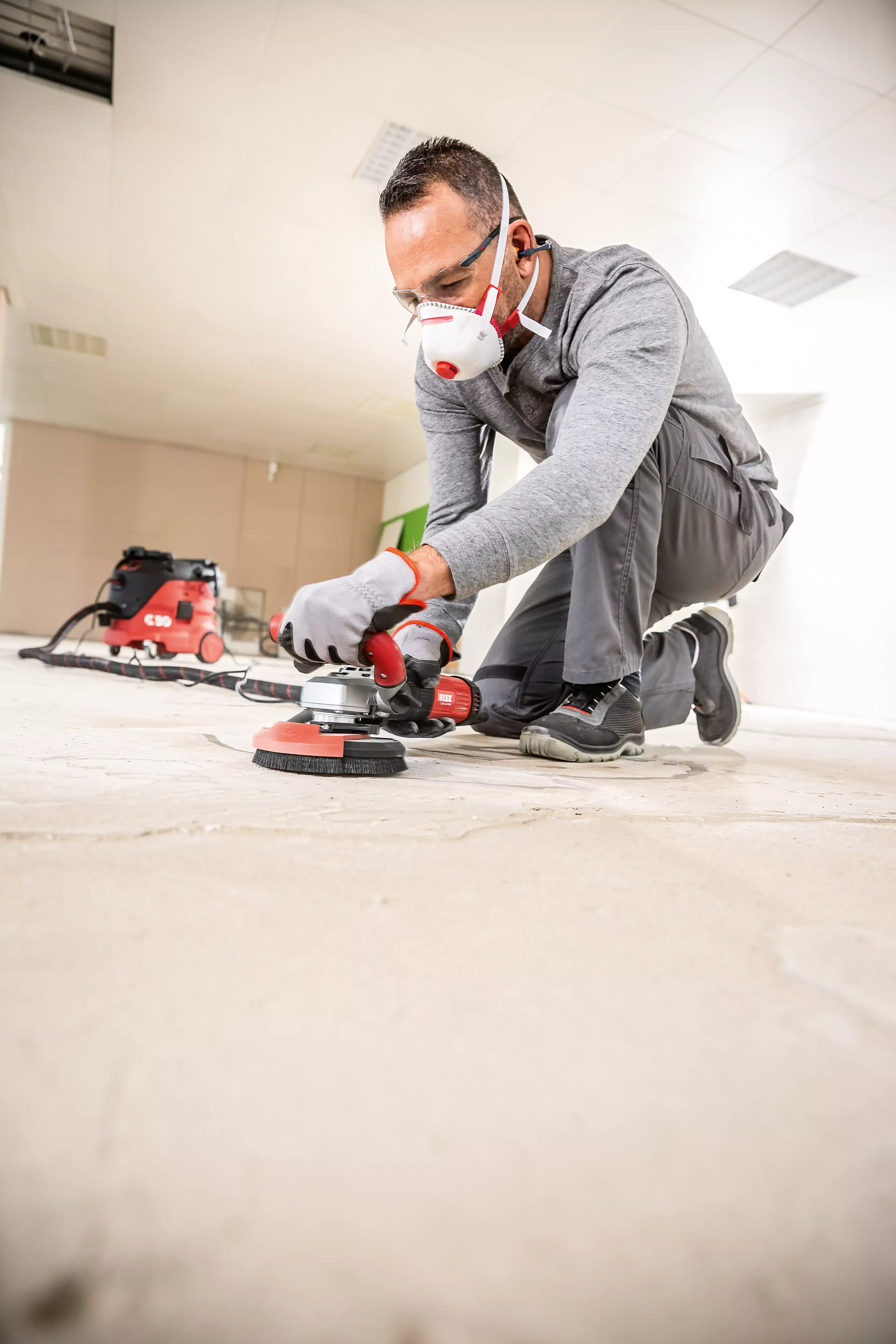 FLEX LD 16-8 125 R, Kit TH-Jet, Kompaktní sanační bruska pro bezprašné práce až do rohů, 125 mm