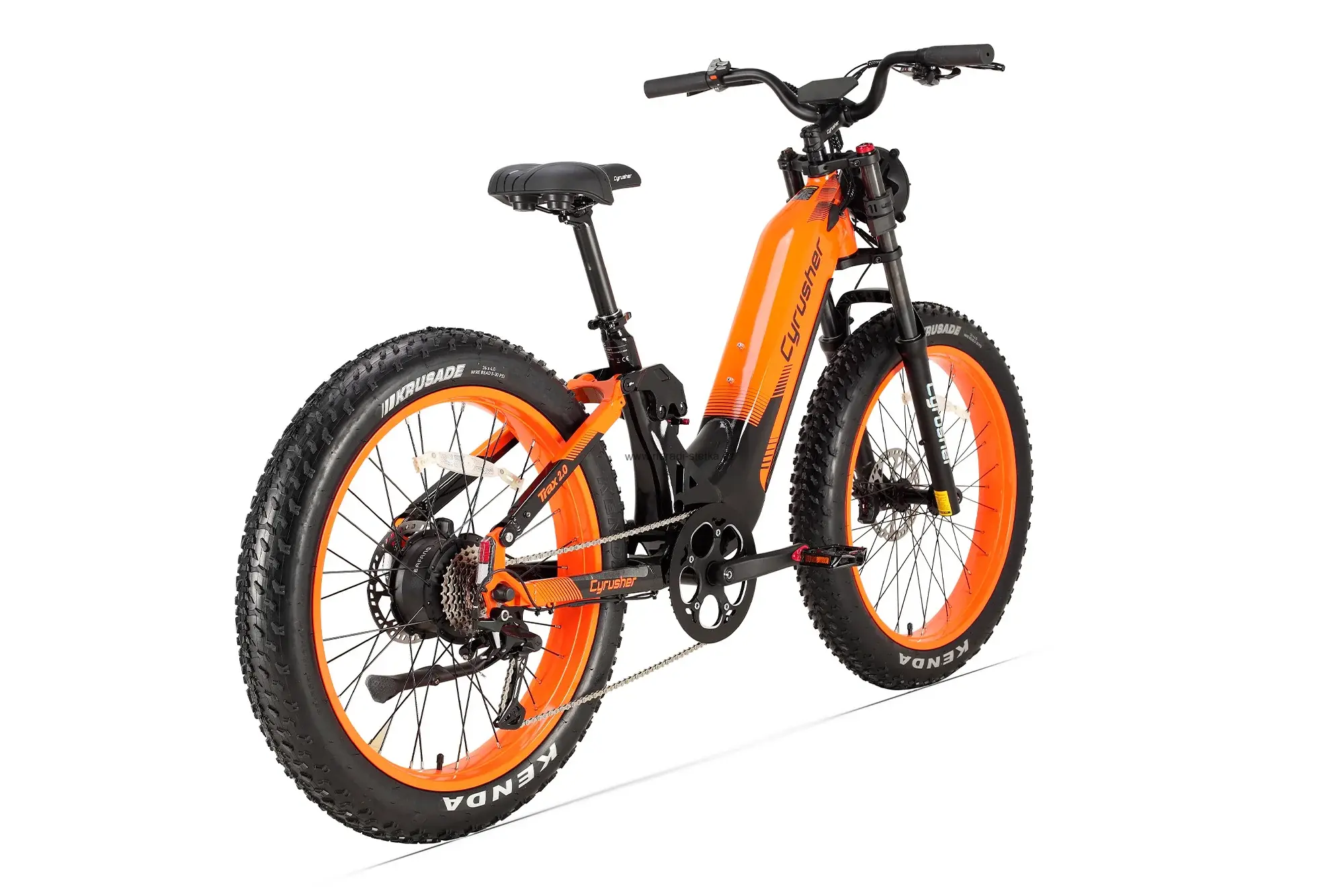 Cyrusher Trax 2.0 hybridní celoodpružené elektrokolo Fatbike s nízkým rámem pro všechny terény oranžové