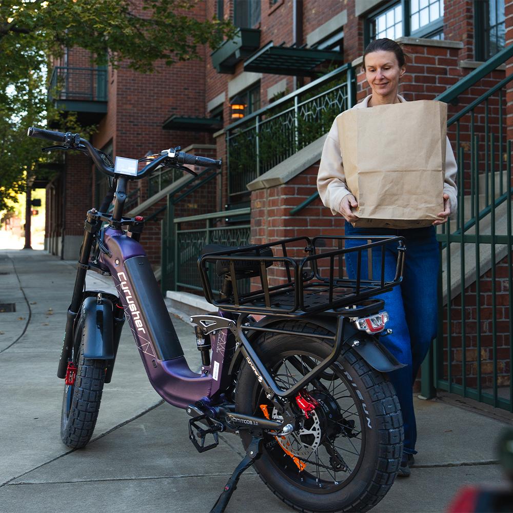 Cyrusher Kommoda 3.0 celoodpružené elektrokolo Fatbike s nízkým rámem do města i do terénu Fialové