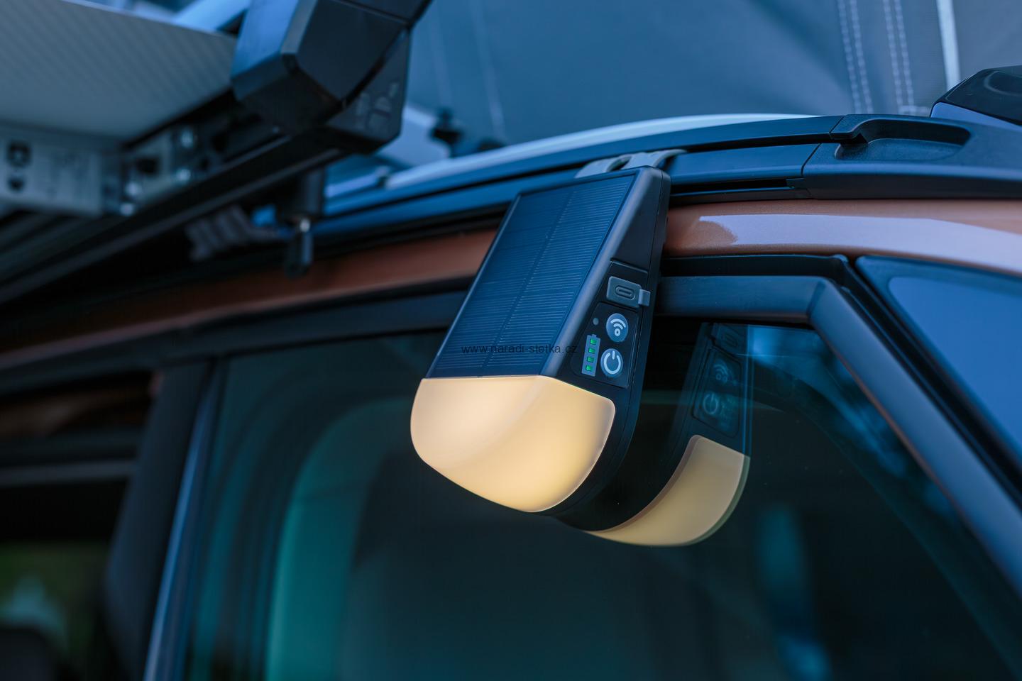 Brennenstuhl světlo do markýzy pro obytné vozy a karavany - Nabíjecí solární venkovní LED lampa KL 300 AS 250 lm, USB C, senzor