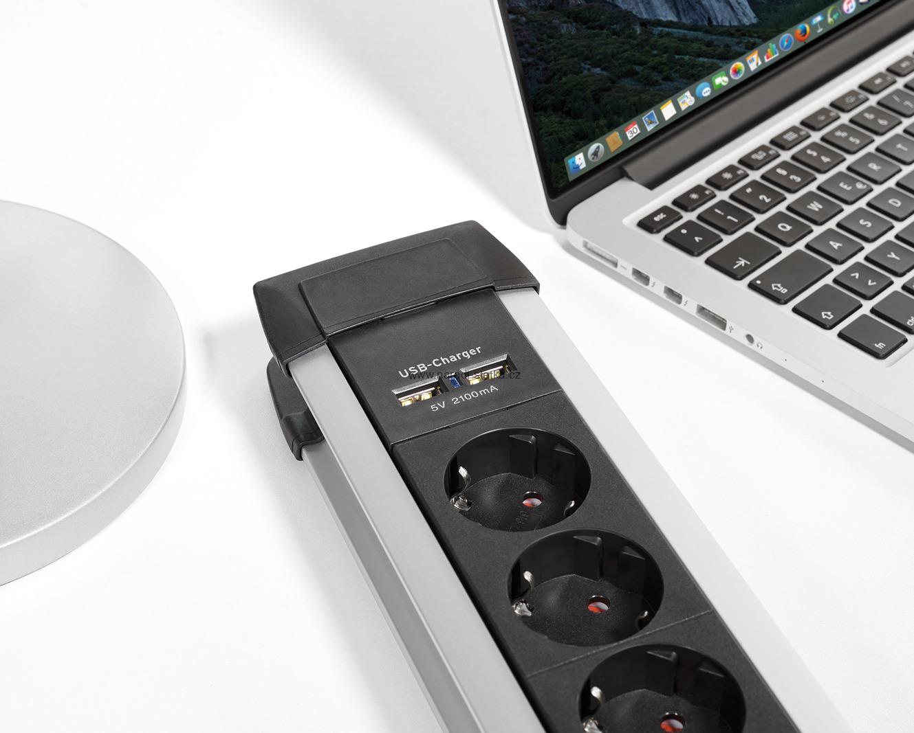 Brennenstuhl zásuvková lišta Premium-Alu-Line se 6 zásuvkami a vypínačem