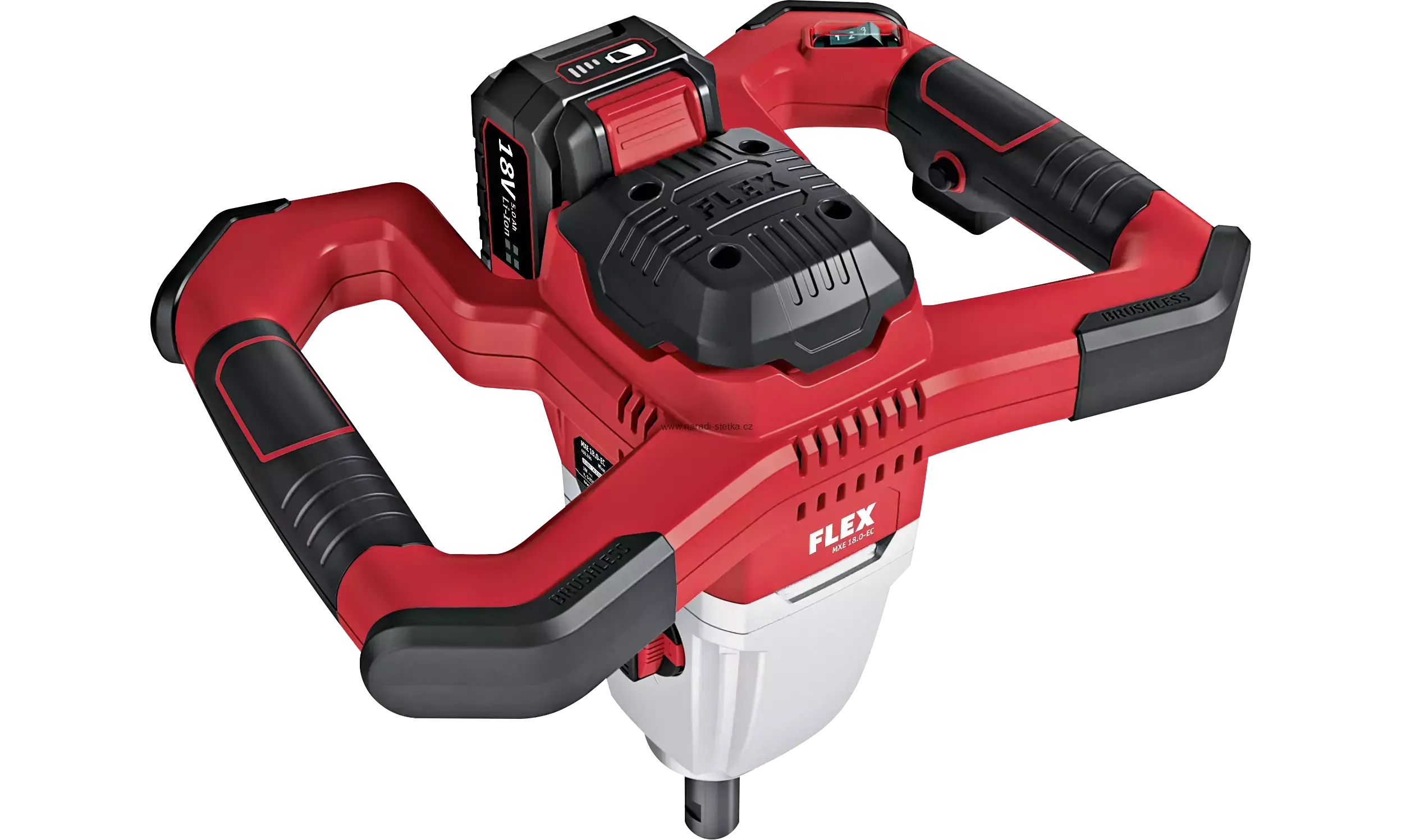 FLEX MXE 18.0-EC WR2 120 Aku 2-rychlostní míchadlo 18,0 V s 3-stupňovým přepínačem otáček