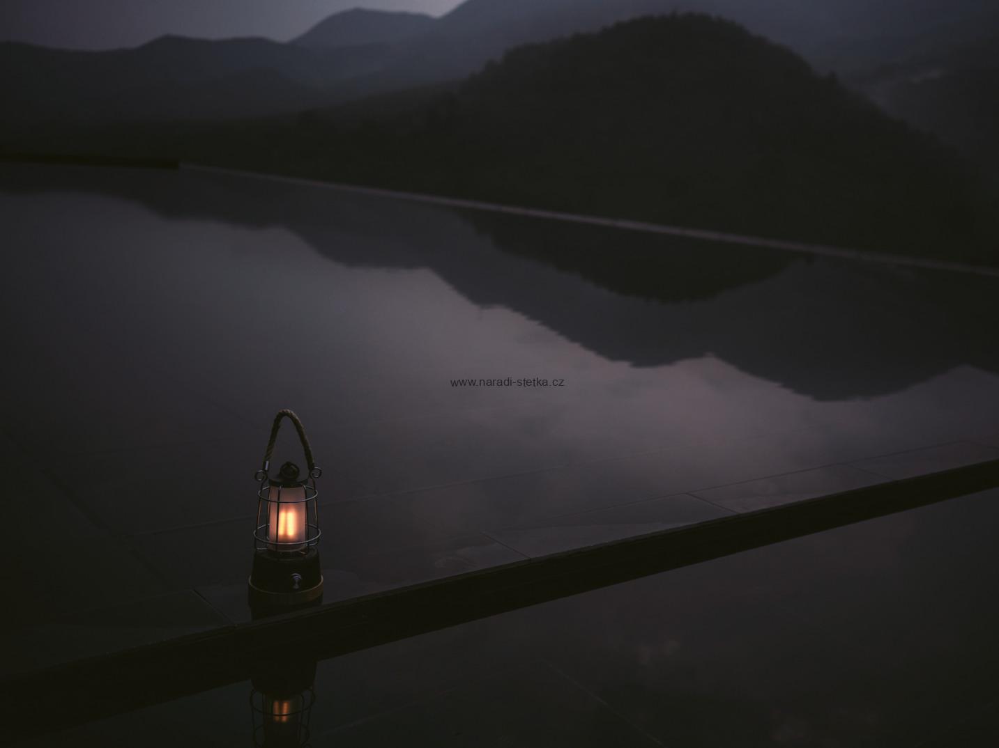 Brennenstuhl nabíjecí kempingová lampa CAL 1 s konopným provazem a bambusovým soklem, venkovní lampa s výkonem 370 lm, IP44, doba svícení až 75 h, stmívatelná, nastavitelná barva světla