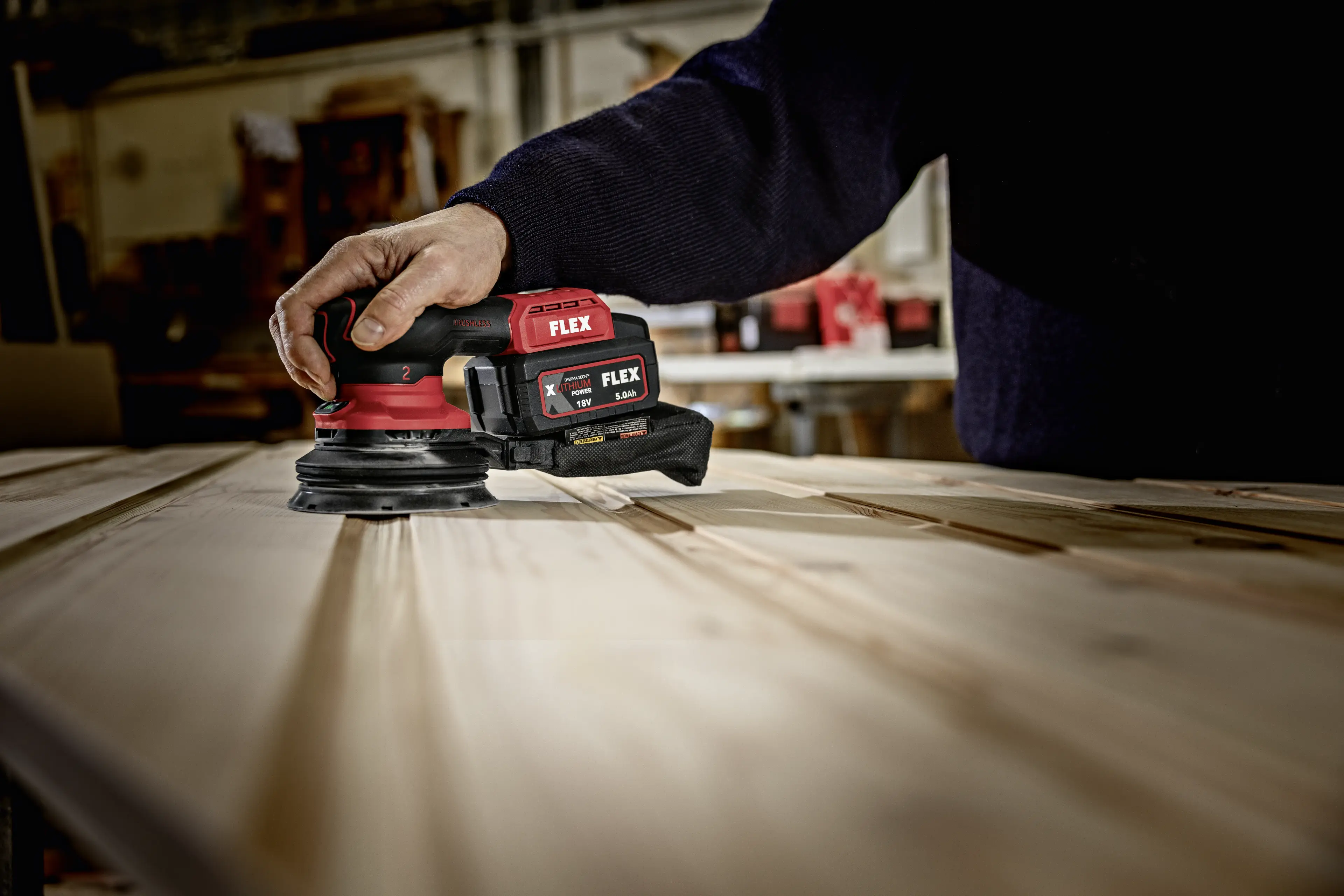 FLEX ORE 2-125 18-EC/2.5 Set, Aku excentrická bruska s regulací otáček bezuhlíková 18 V + Akce brusivo 100ks