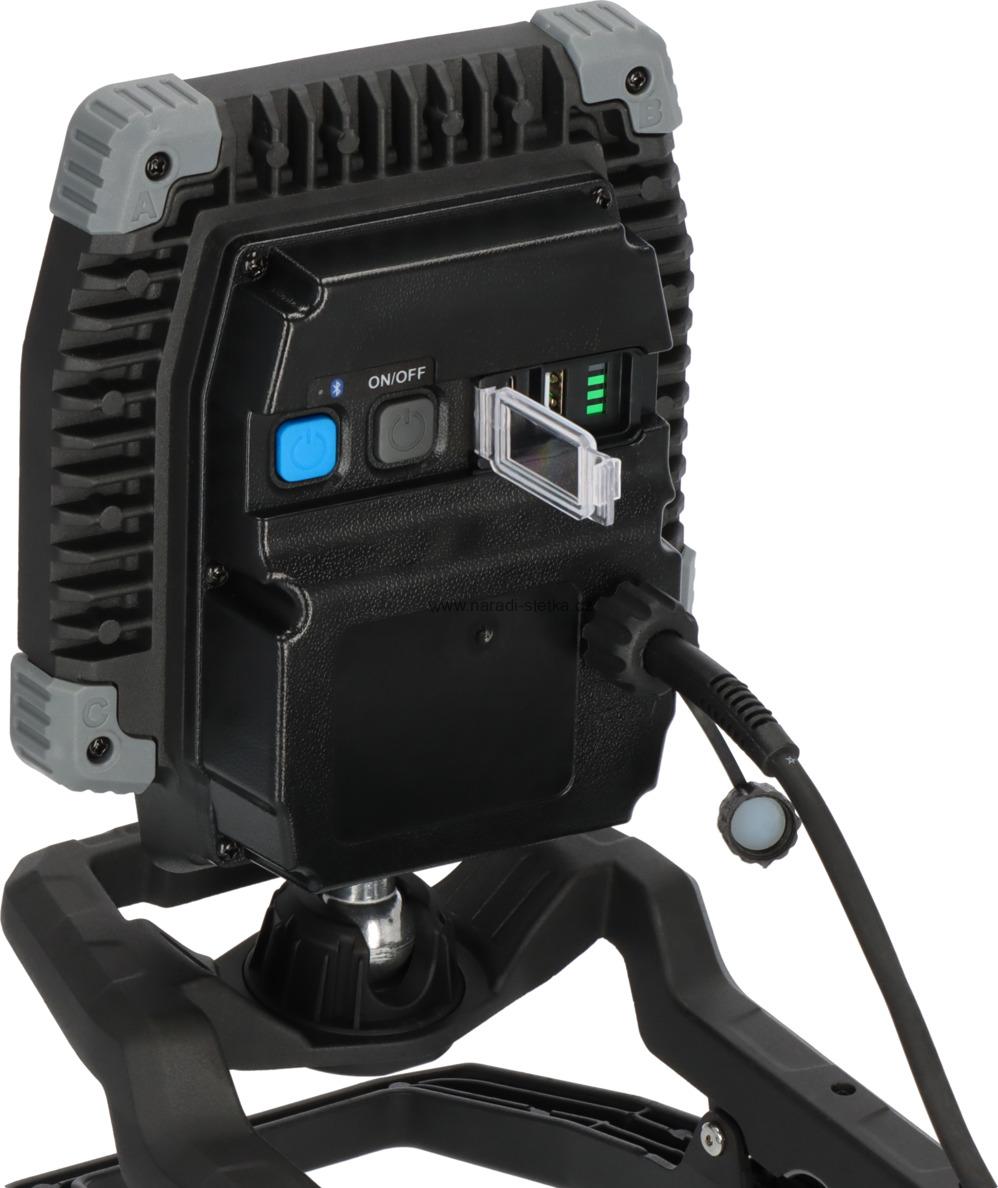 Brennenstuhl Professional LED hybridní stavební reflektor CL 5050 MBAH LED pracovní reflektor 50W, 6800lm, IP65, hybridní technologie: 5m RN kabel a dobíjecí baterie, ovládání Bluetooth
