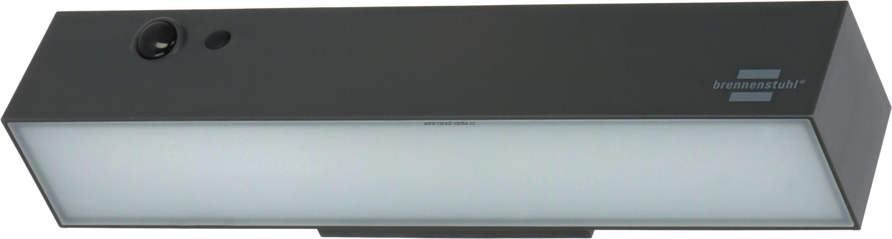 Brennenstuhl solární LED reflektor SOL 1000 Cubus / LED nástěnné světlo pro venkovní použití s detektorem pohybu a soumrakovým senzorem IP54, 1000 lm, 4 režimy svícení, matné sklo