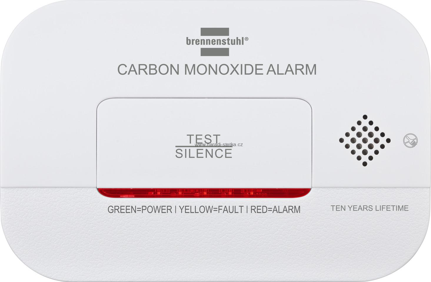 Brennenstuhl detektor CO CM A 3030 / Detektor oxidu uhelnatého, výstražný detektor oxidu uhelnatého s poplašným signálem a LED displejem