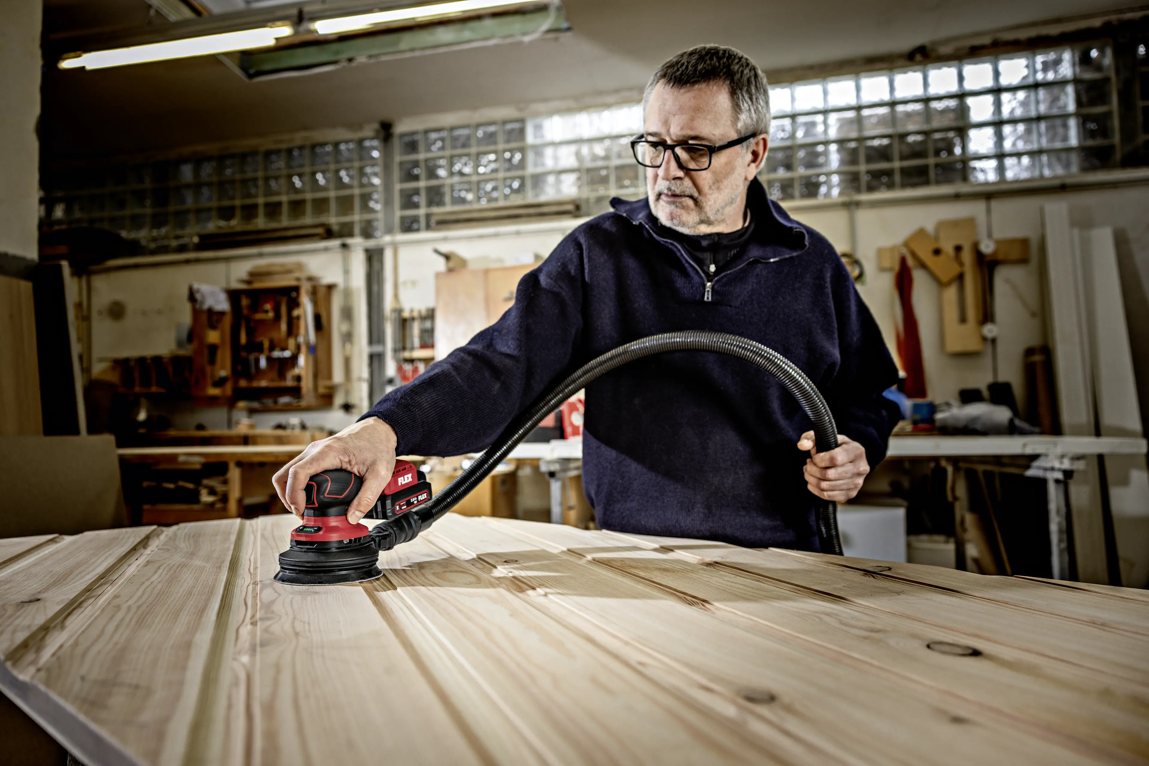 FLEX ORE 2-125 18-EC/2.5 Set, Aku excentrická bruska s regulací otáček bezuhlíková 18 V + Akce brusivo 100ks