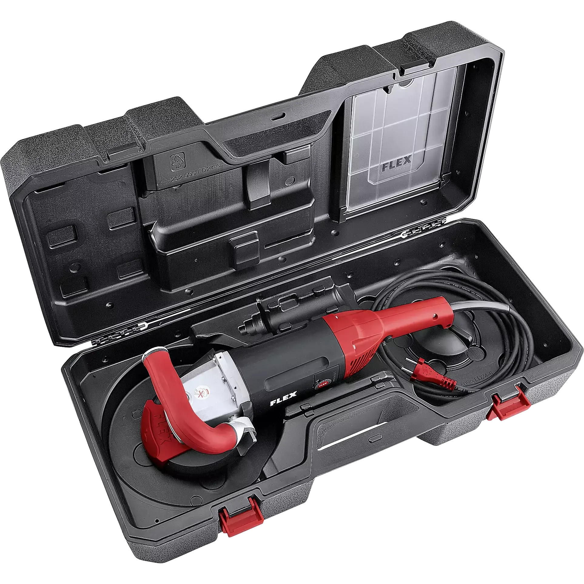 FLEX LD 18-7 125 R, Kit TH-Jet, Silná sanační bruska s výkonem 1750 W pro broušení až do rohů, 125 mm