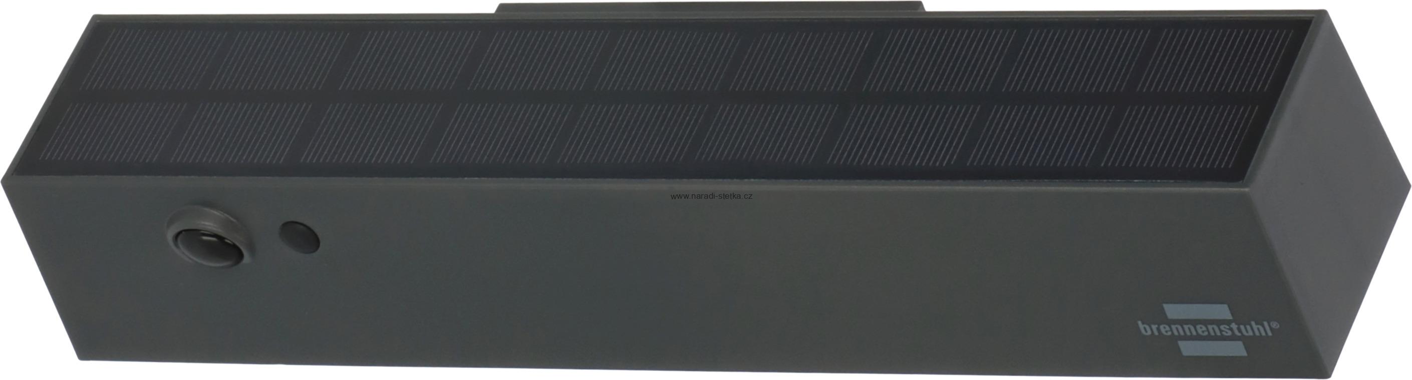 Brennenstuhl solární LED reflektor SOL 1000 Cubus / LED nástěnné světlo pro venkovní použití s detektorem pohybu a soumrakovým senzorem IP54, 1000 lm, 4 režimy svícení, matné sklo