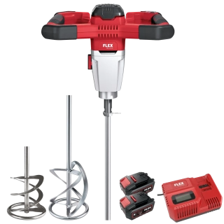 MXE 18.0-EC/5.0 Set + WR2 120 + WR3 120, Akumulátorové 2-rychlostní míchadlo 18,0 V s 3-stupňovým přepínačem otáček